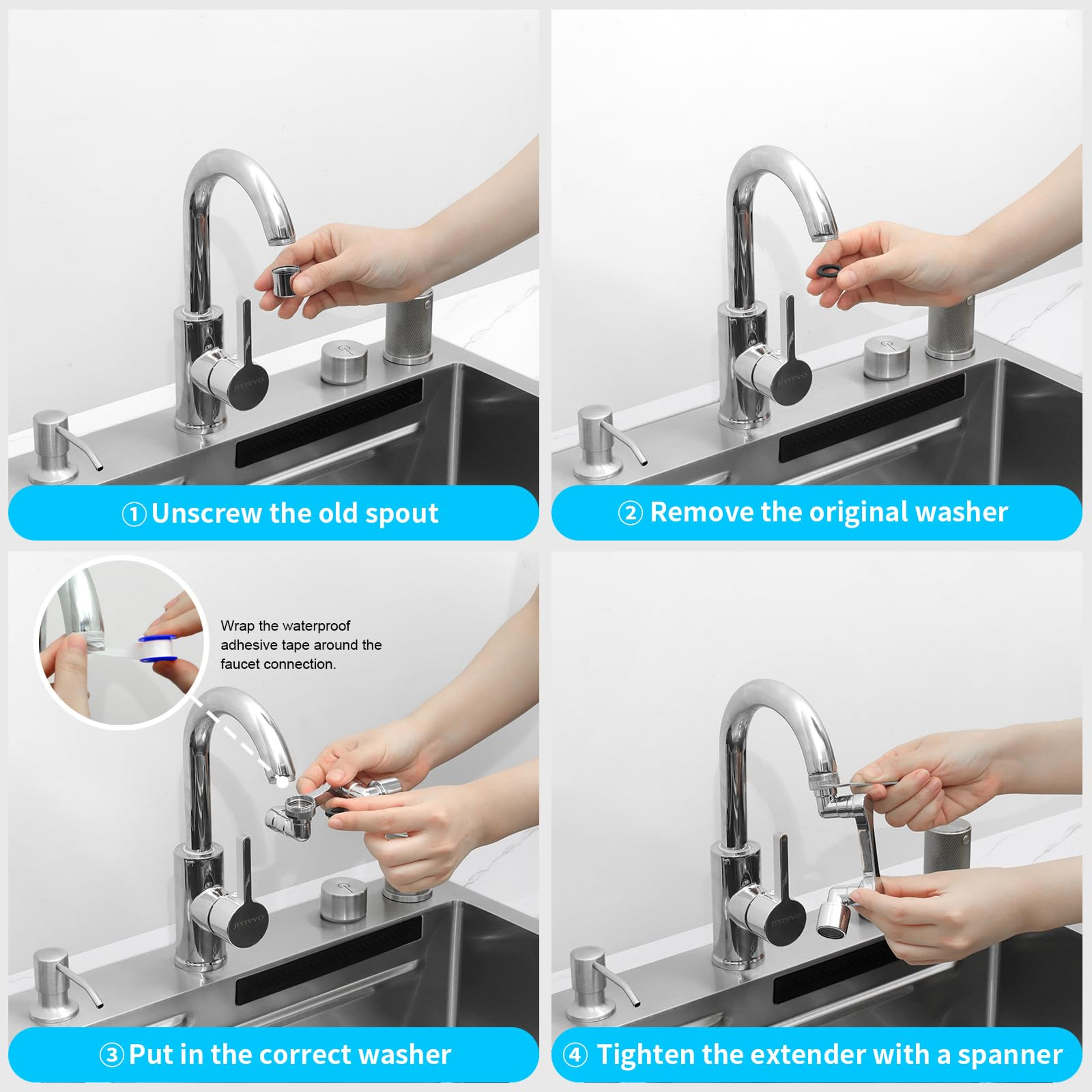 FlexFlow Rotating Faucet Extender With Dual Spray Modes 3