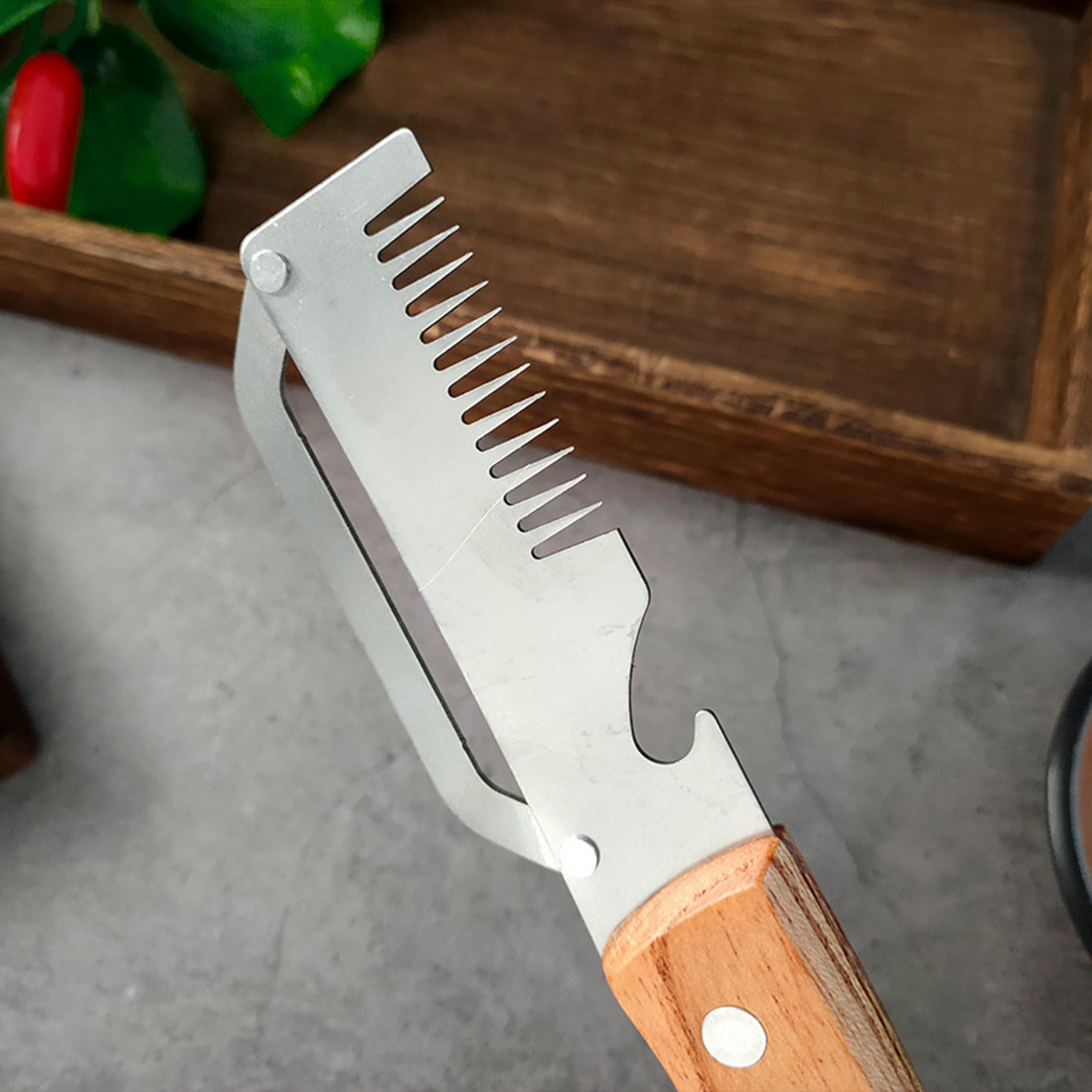 Premium Stainless Steel  Wooden Handle Kitchen Peeler Vegetable  Fruit Peeler With Bottle Opener 0