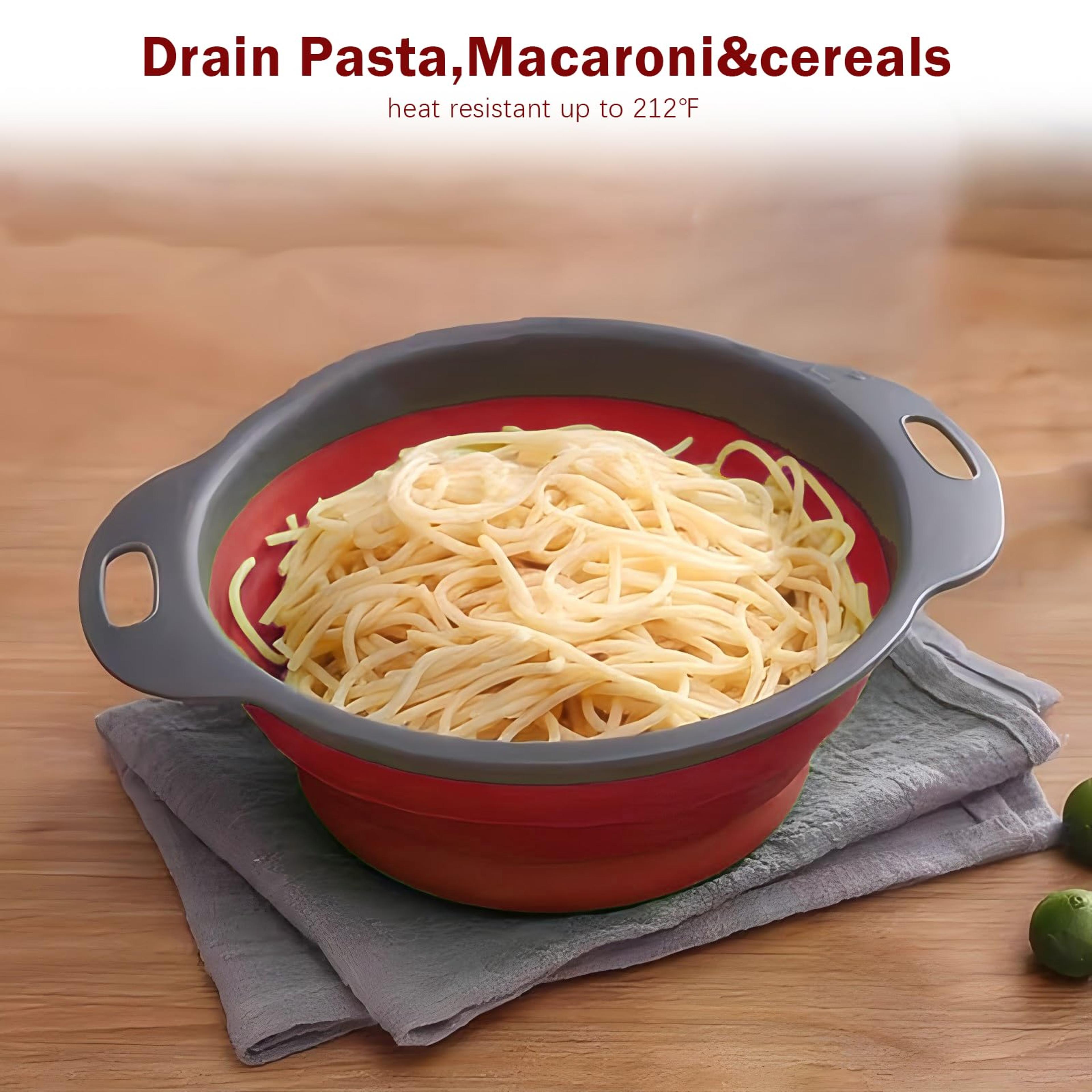 FoldEase Collapsible Silicone Colander Bowl For Pasta Fruit  Vegetable Washing 1