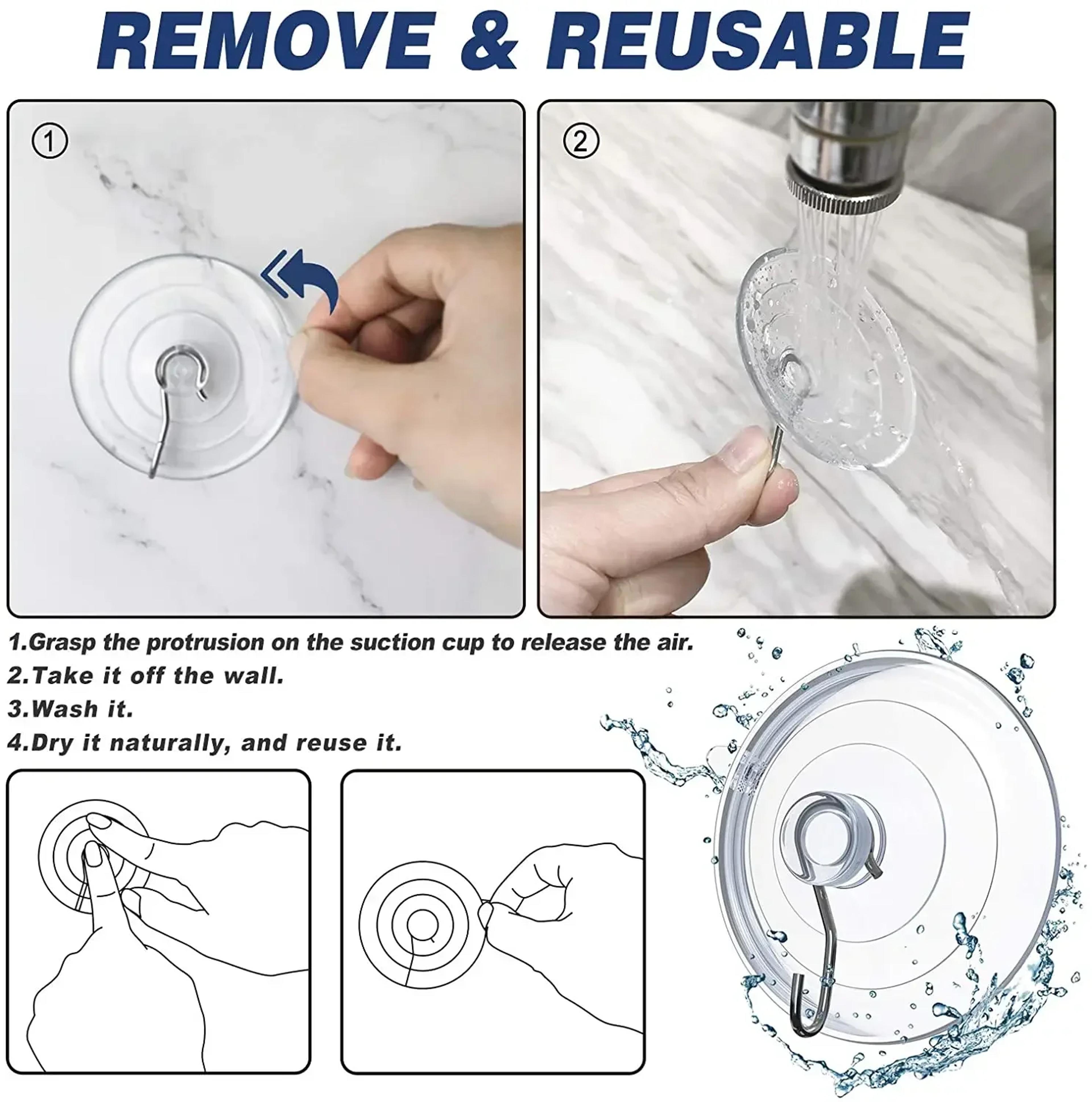 CrystalGrip Reusable Suction Cup Hooks Set For Bathroom Kitchen  Window Organization 2