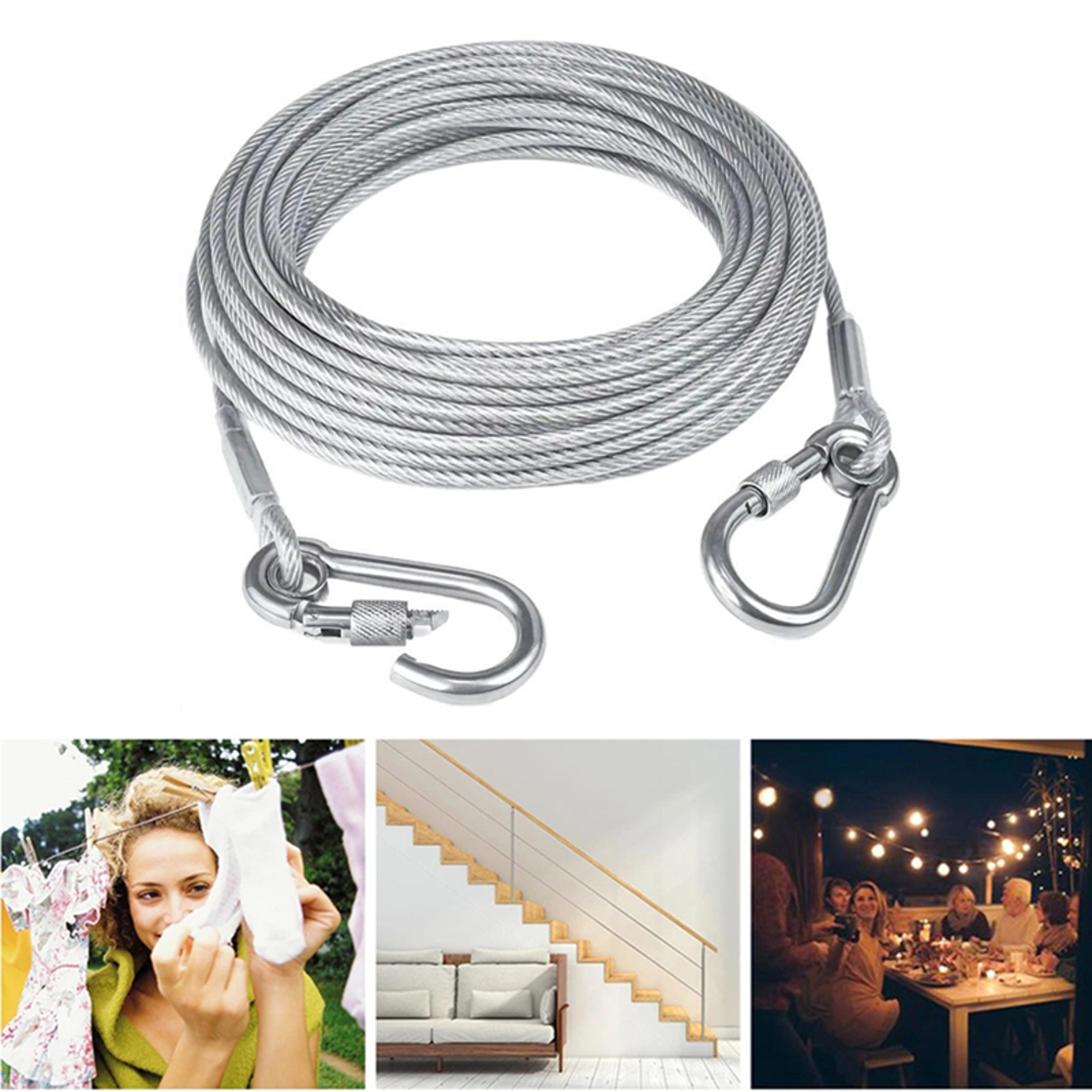 Premium Adjustable Stainless Steel Clothesline Portable Windproof Outdoor  Indoor Drying Line 2