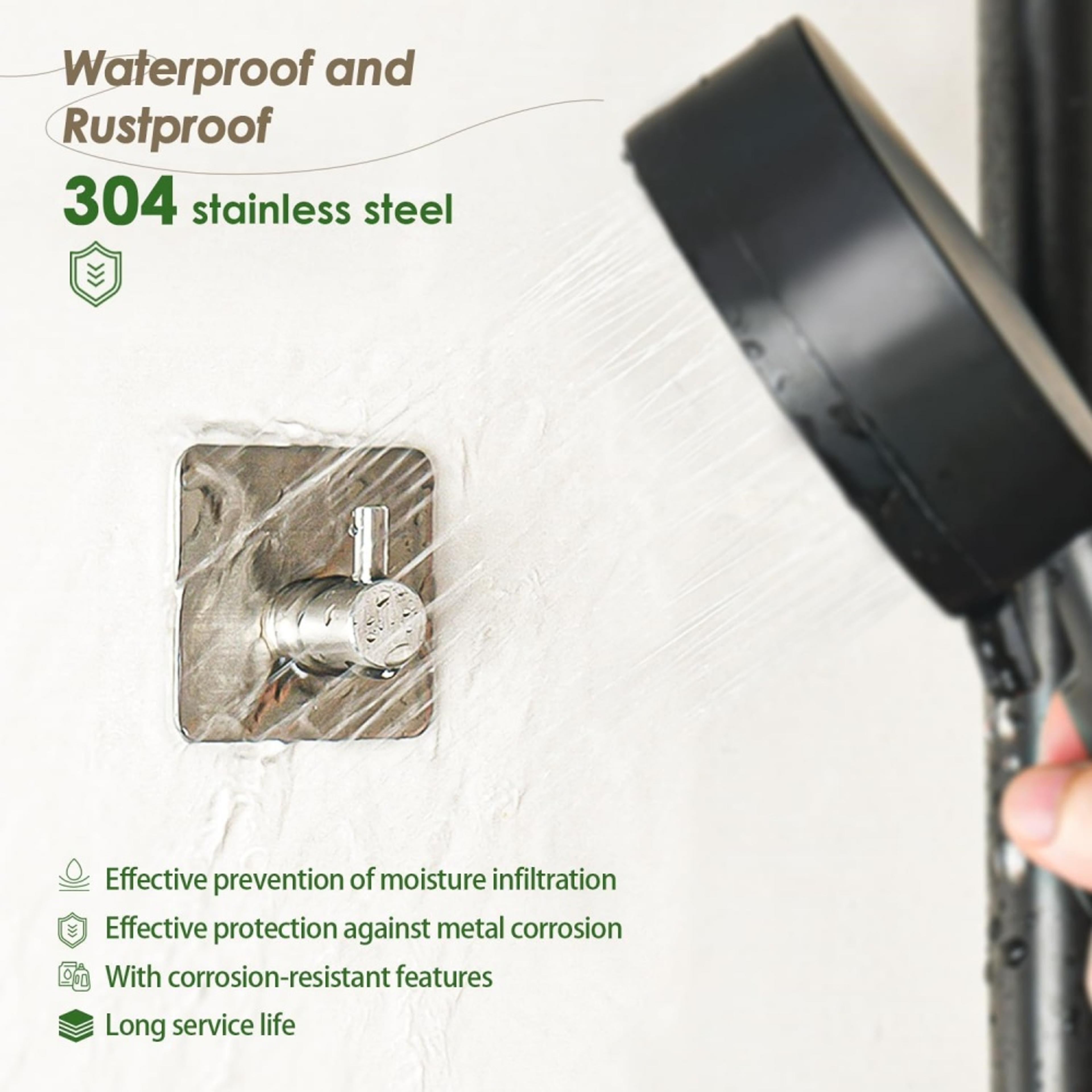 Premium Self Adhesive Heavy Duty Wall Hook Towel Rack Stainless Steel No Drilling Waterproof 3