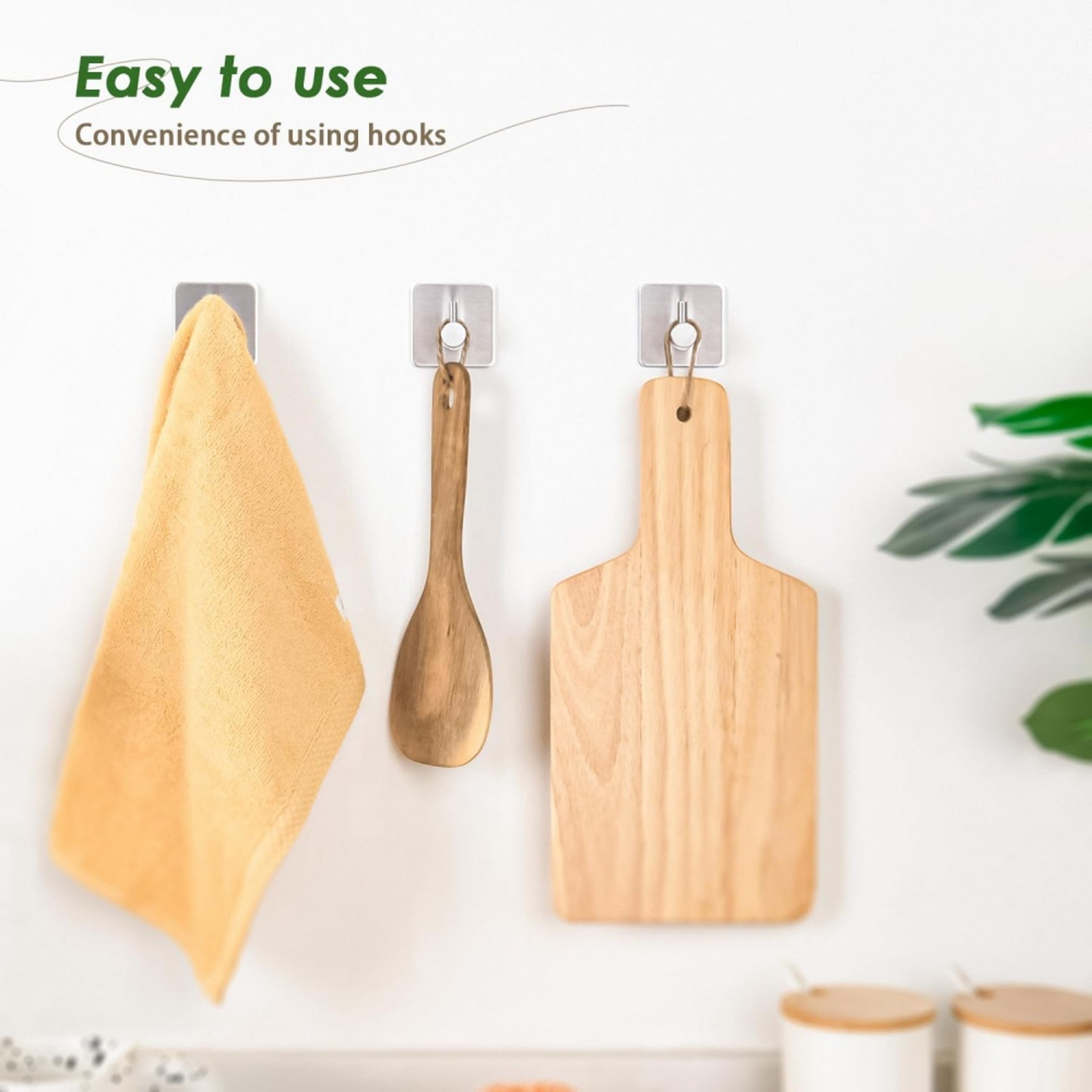 Premium Self Adhesive Heavy Duty Wall Hook Towel Rack Stainless Steel No Drilling Waterproof 5