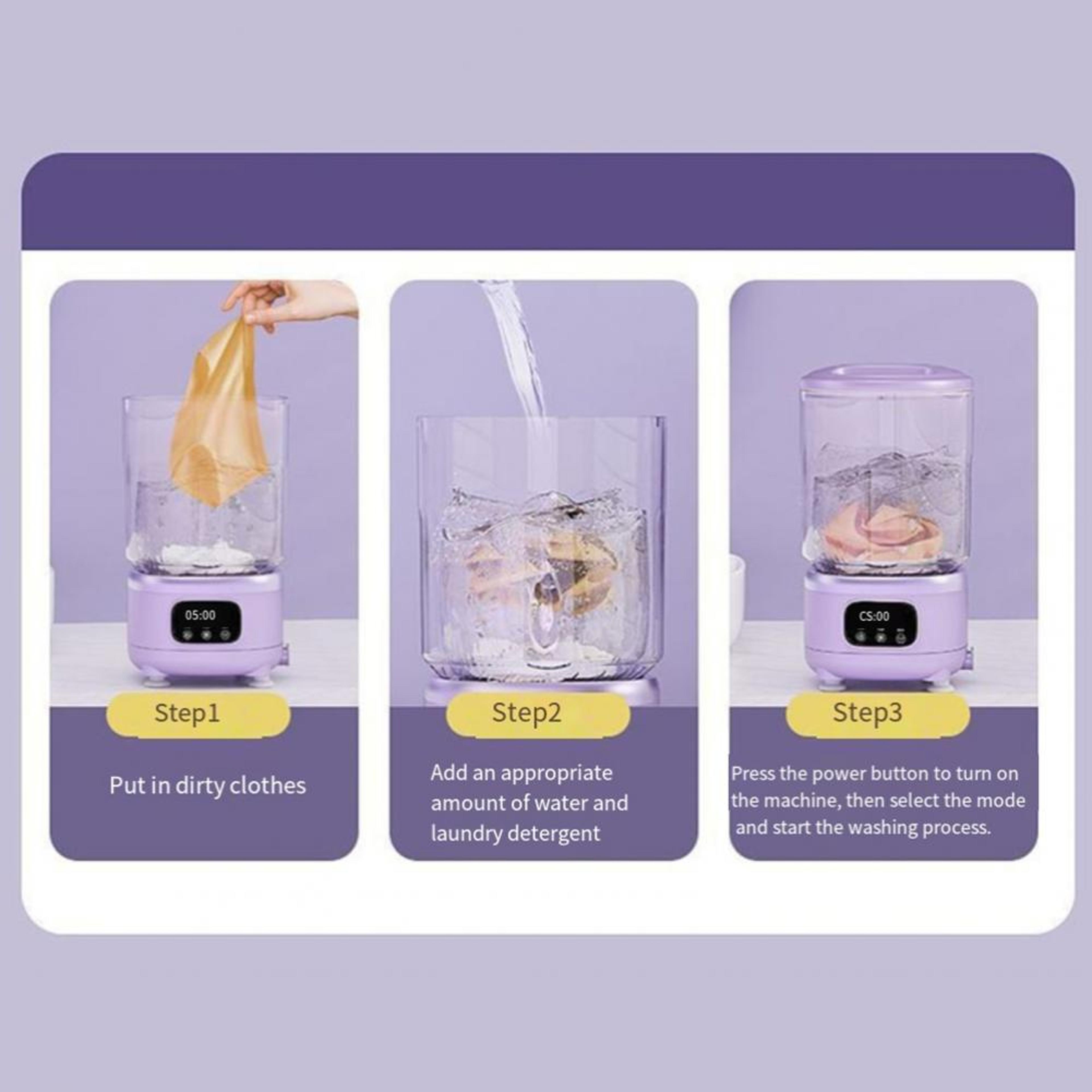 Rechargeable Mini Portable Washing Machine Travel Laundry Cup For Underwear Socks  Delicates 4