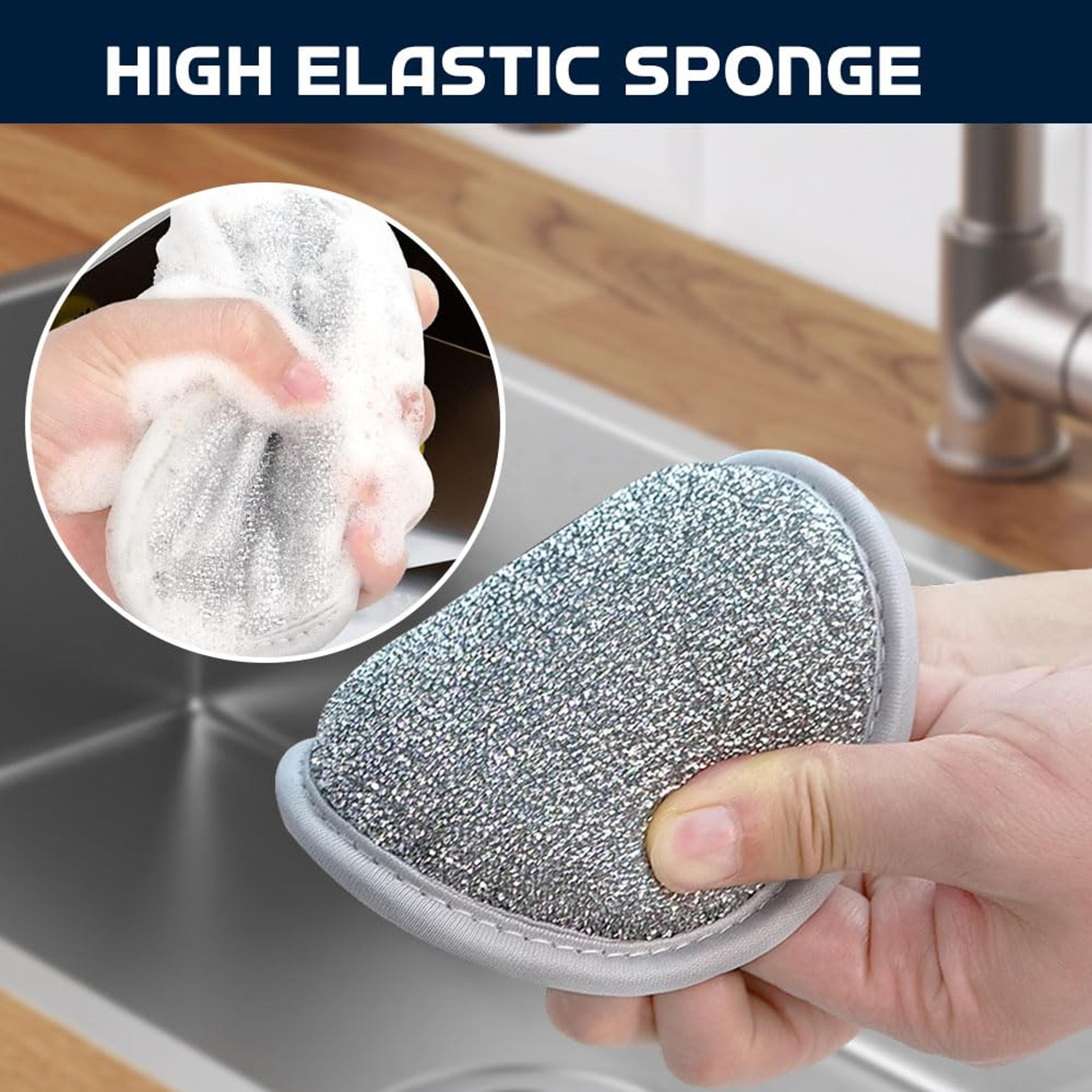 SparkClean Non Scratch Wire Dishcloth Set Reusable Kitchen Cleaning Cloth For Pots Pans And Sinks 3