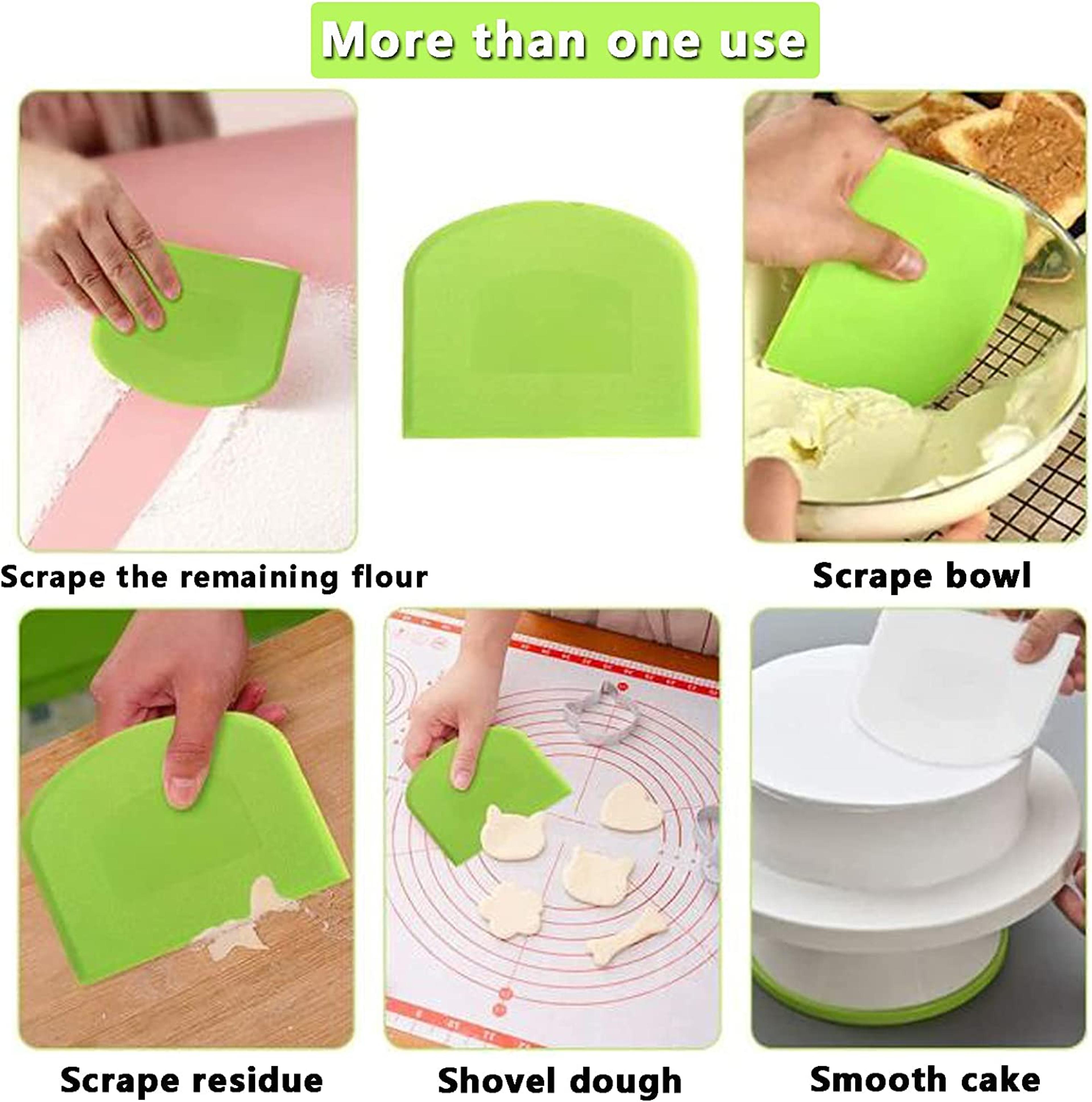 FlexiBake Food Grade Dough Scraper Set Flexible Bench Scraper  Bowl Scraper 3