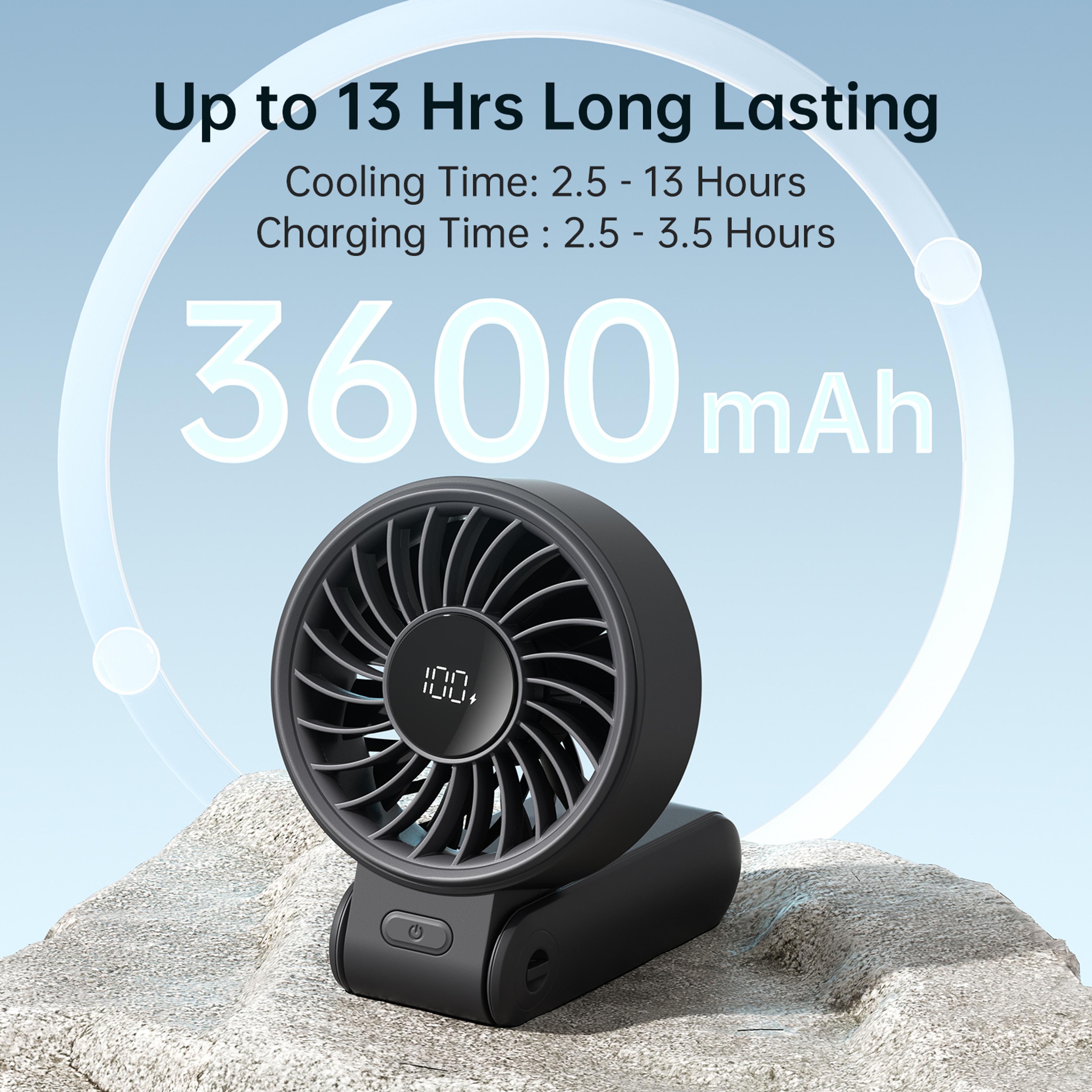 Portable Handheld Fan With LED Display  Rechargeable Battery 9