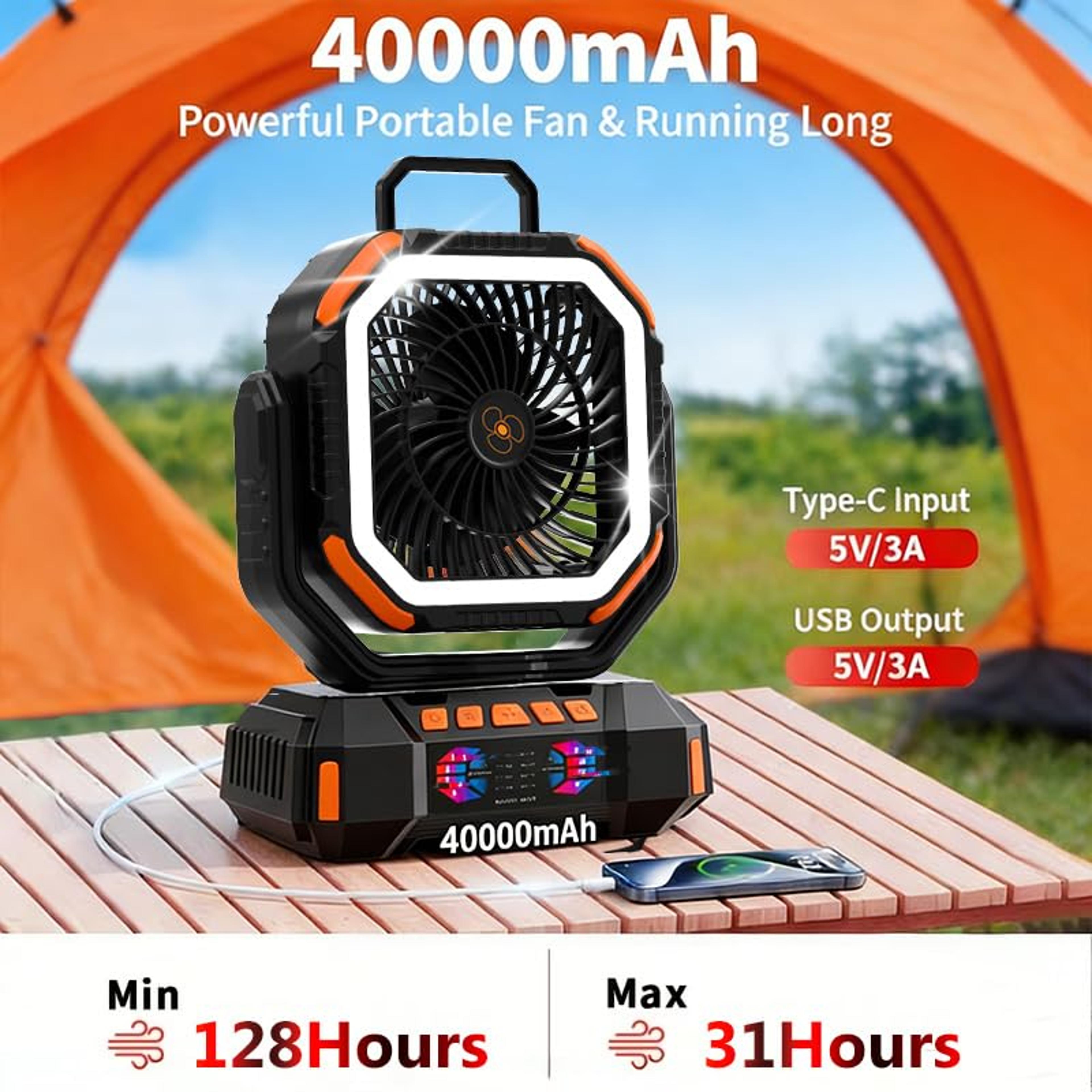 Rechargeable Camping Fan With LED Light  Power Bank For Outdoor And Emergency Use 2