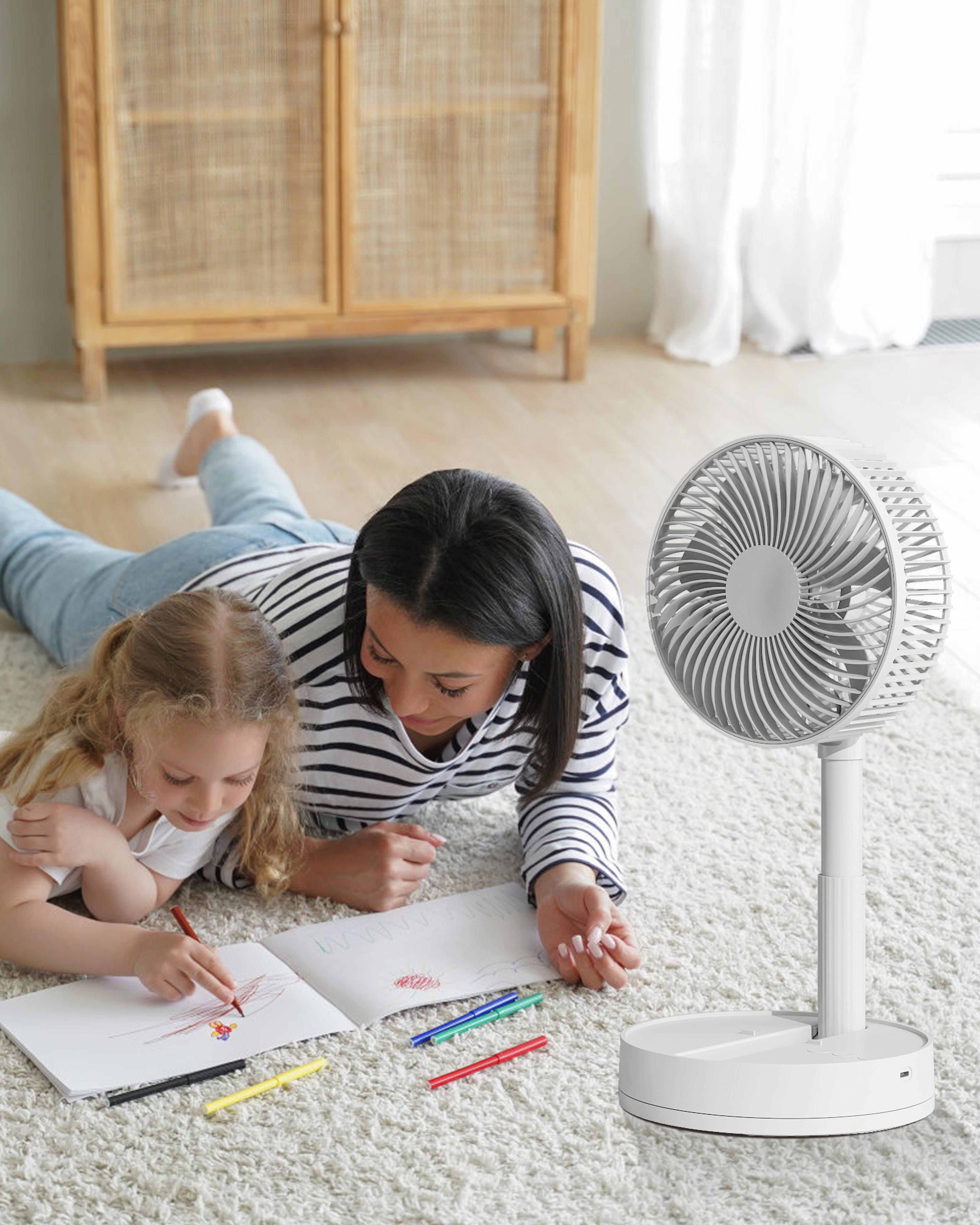Foldable Portable Desk Fan With Oscillation USB Rechargeable Battery  Speed Airflow 5