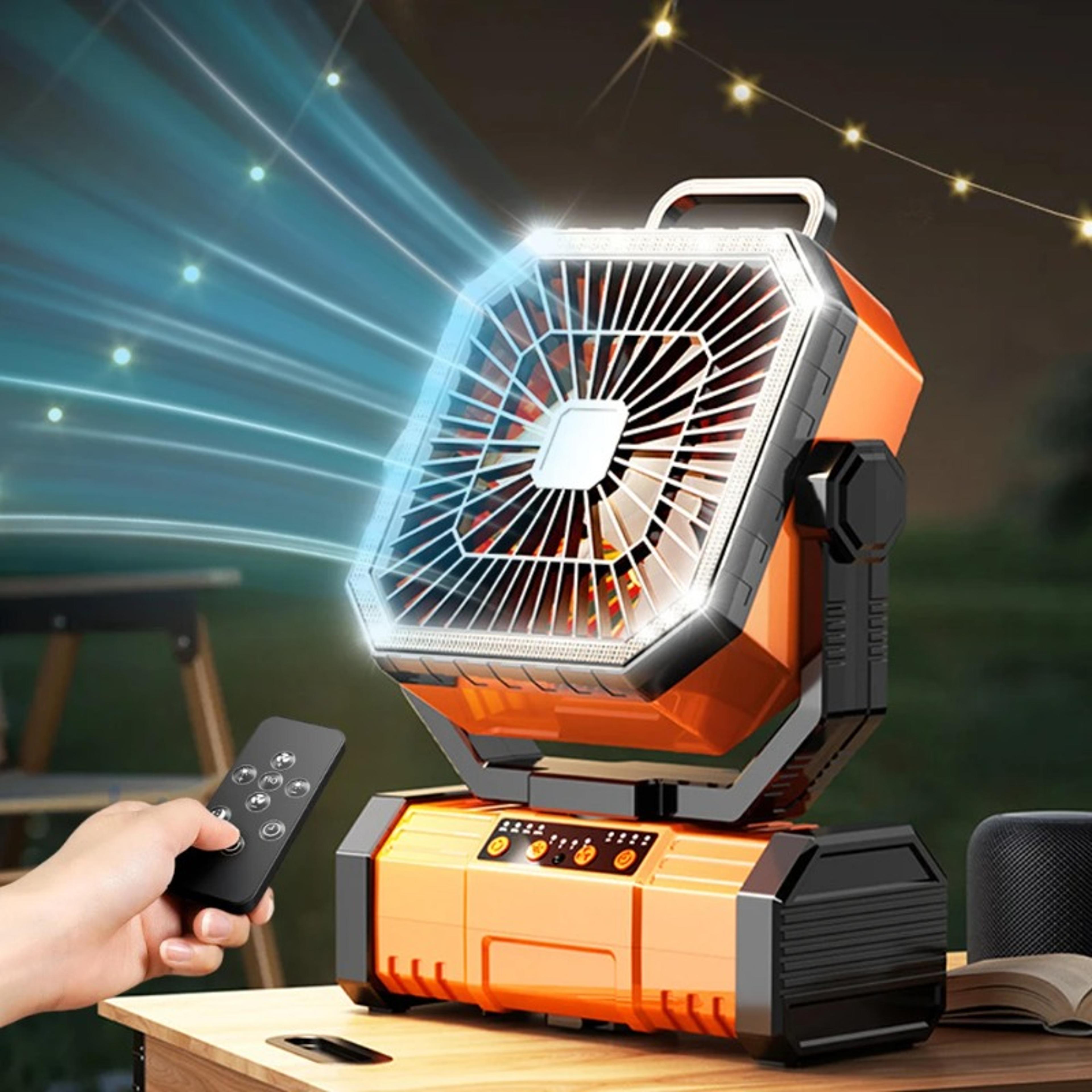 Rechargeable Camping Fan With LED Light Remote Control  Tent Ceiling Hook 3