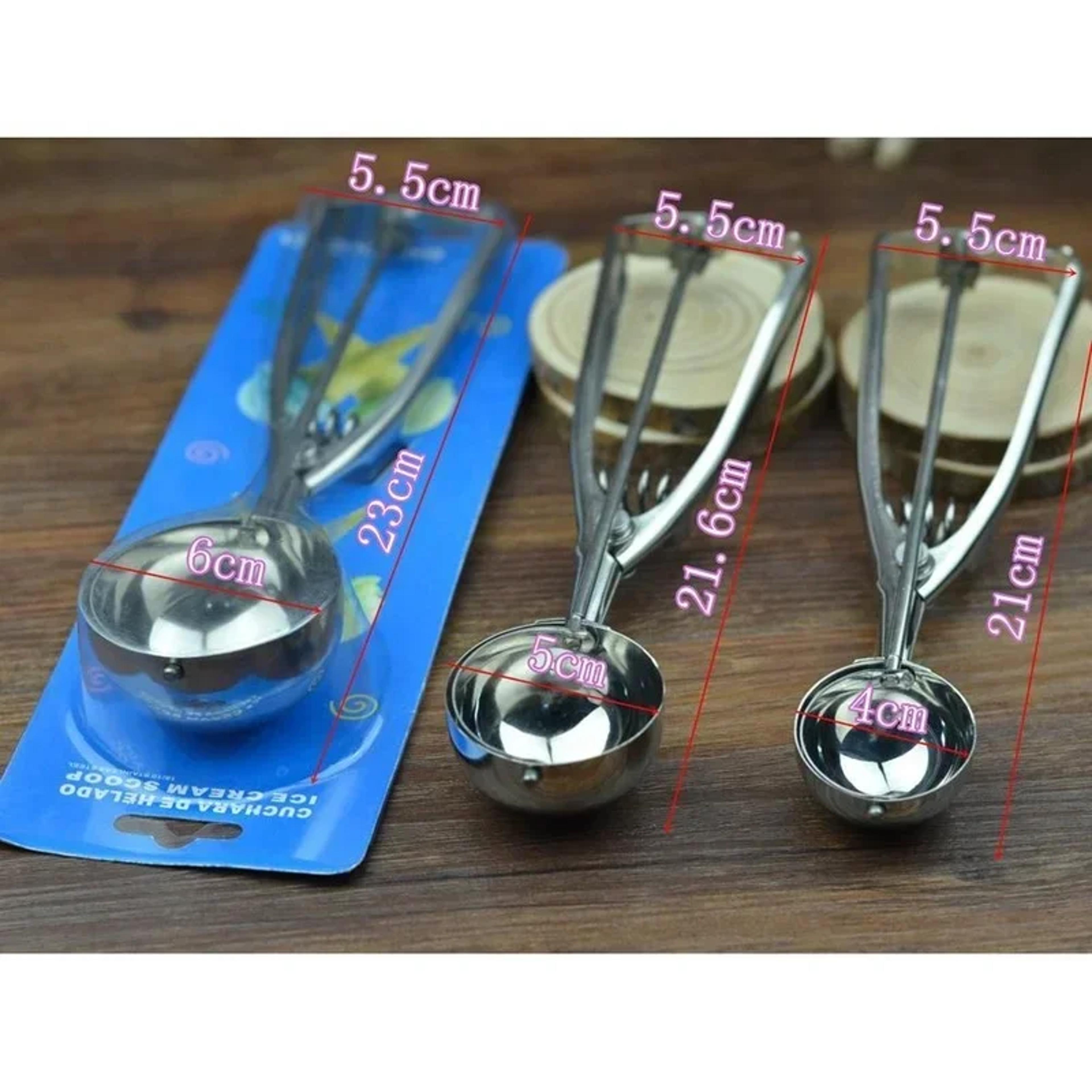 Premium Stainless Steel Ice Cream Scoop Set With Spring Release Handle 5