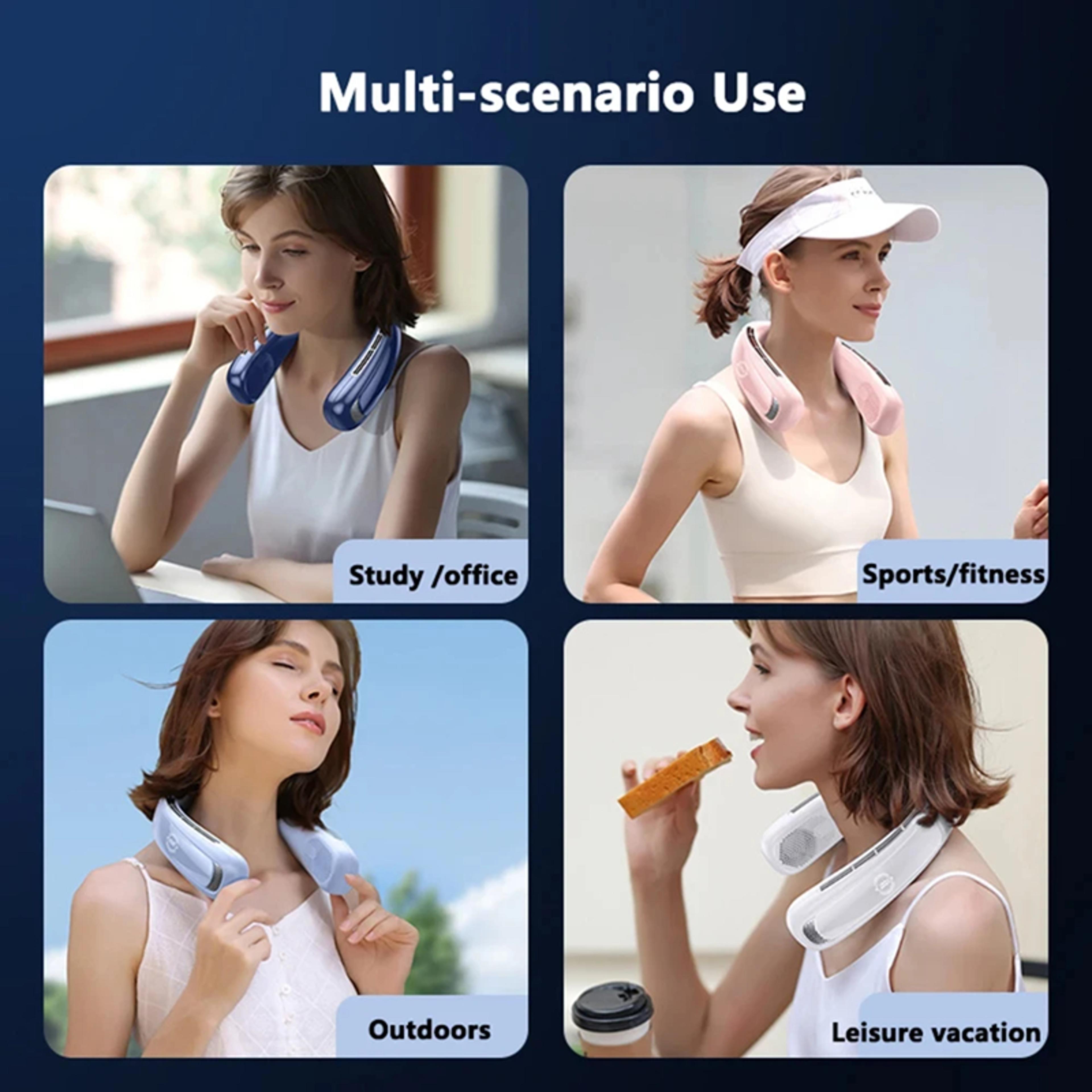 Bladeless Neck Fan With Digital Display Portable Rechargeable Cooling Fan 4