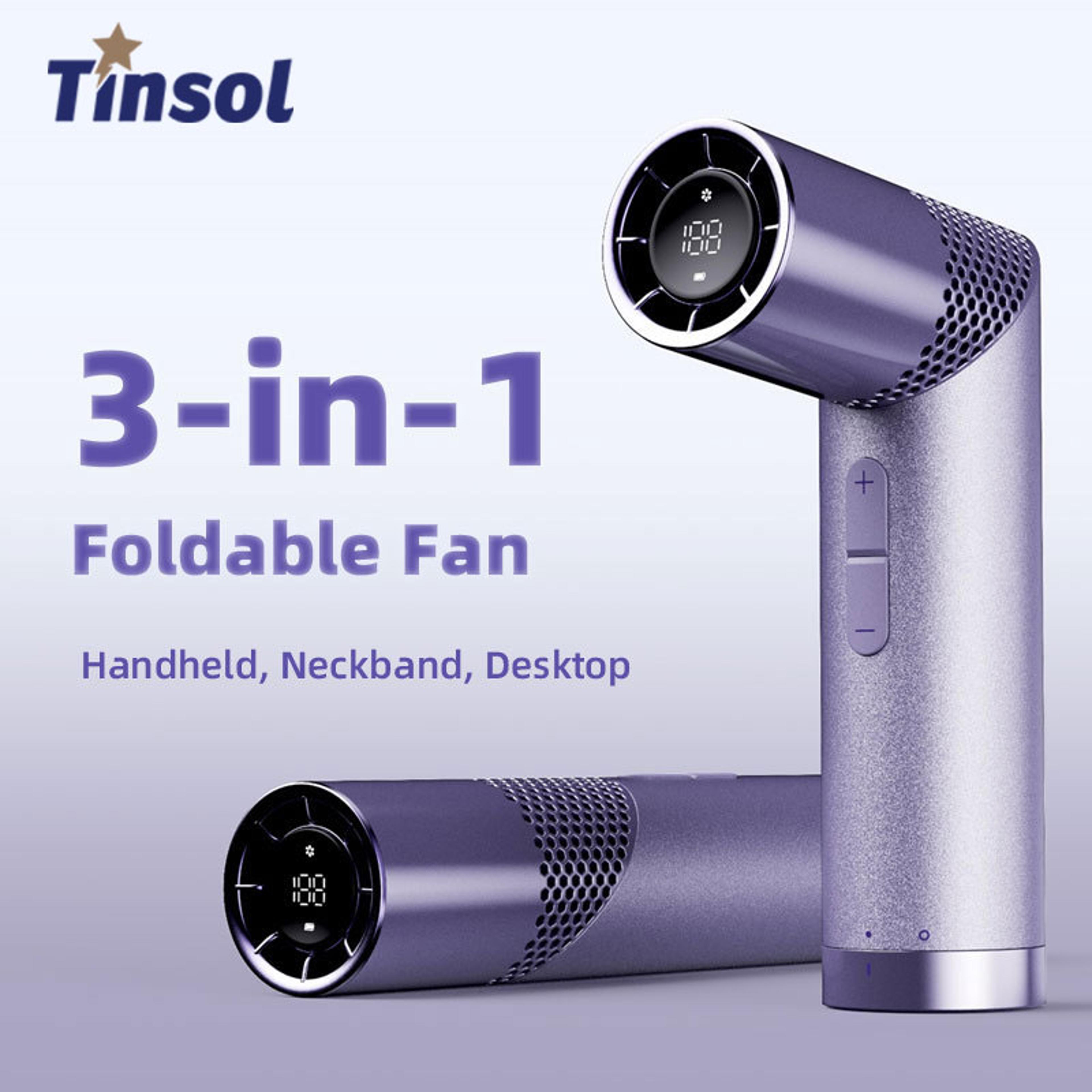 Foldable Handheld Fan With LED Display  Speed Cooling Control 1
