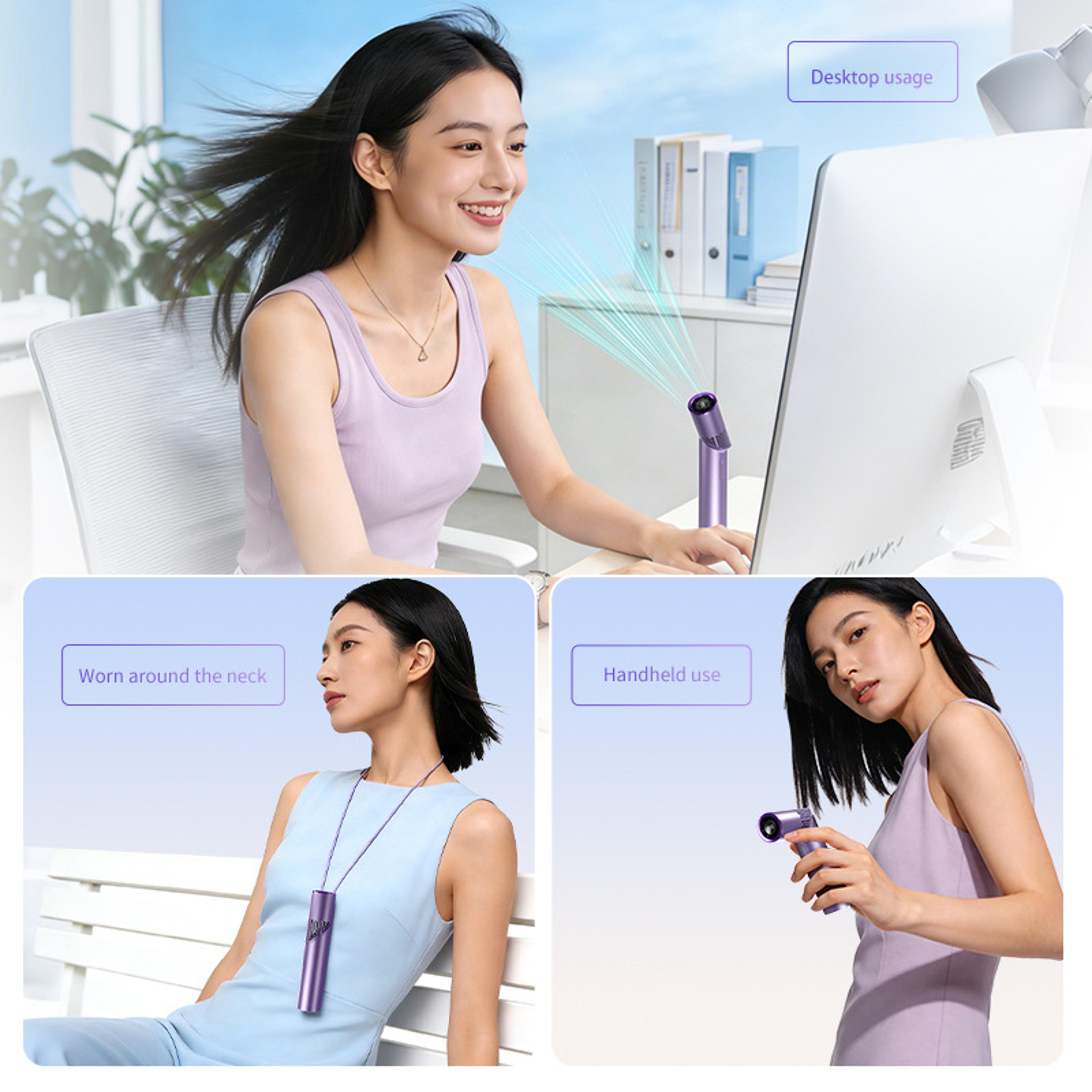 Foldable Handheld Fan With LED Display  Speed Cooling Control 4