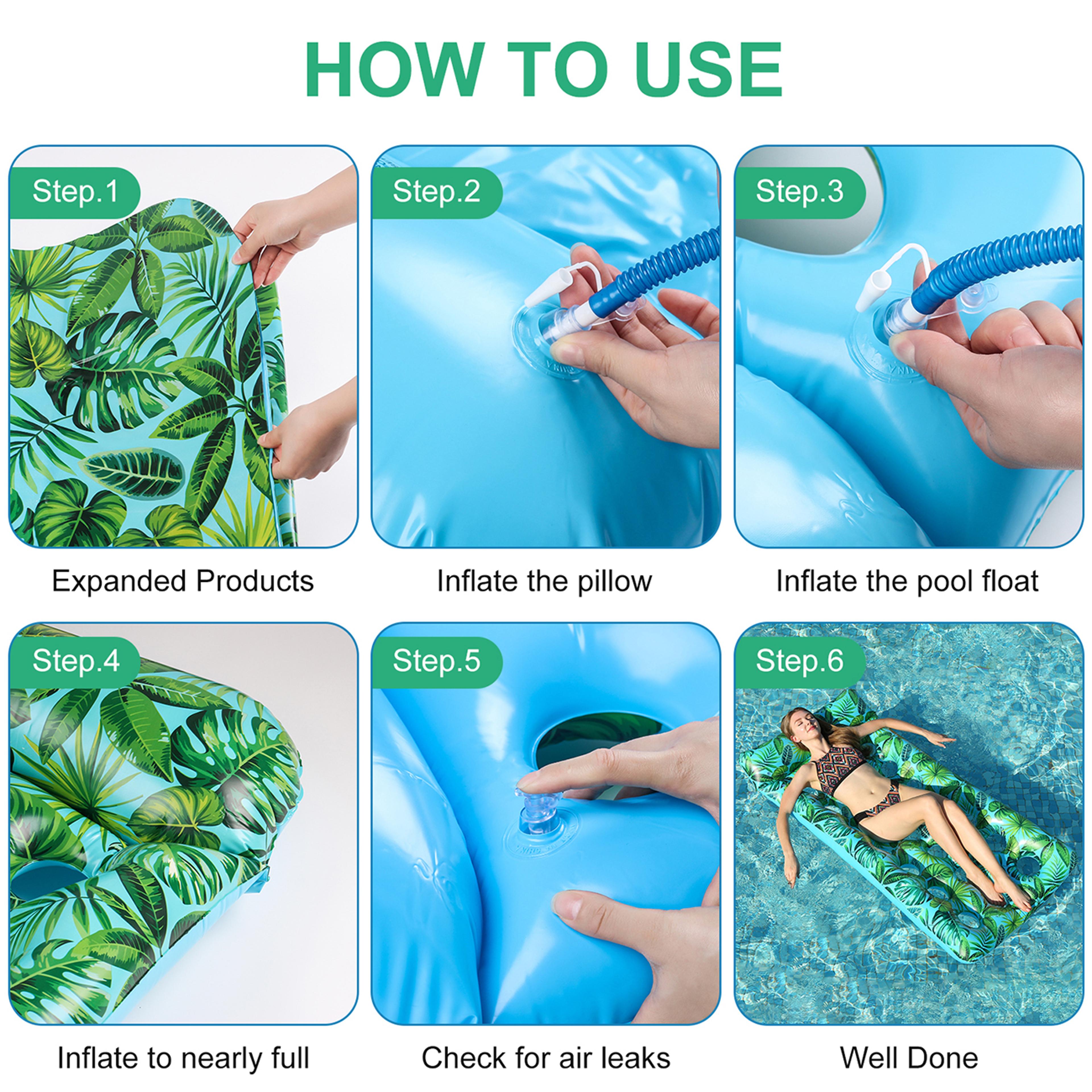 Tropical Leaf Inflatable Pool Float Lounger Extra Large Beach Air Mattress Raft 4