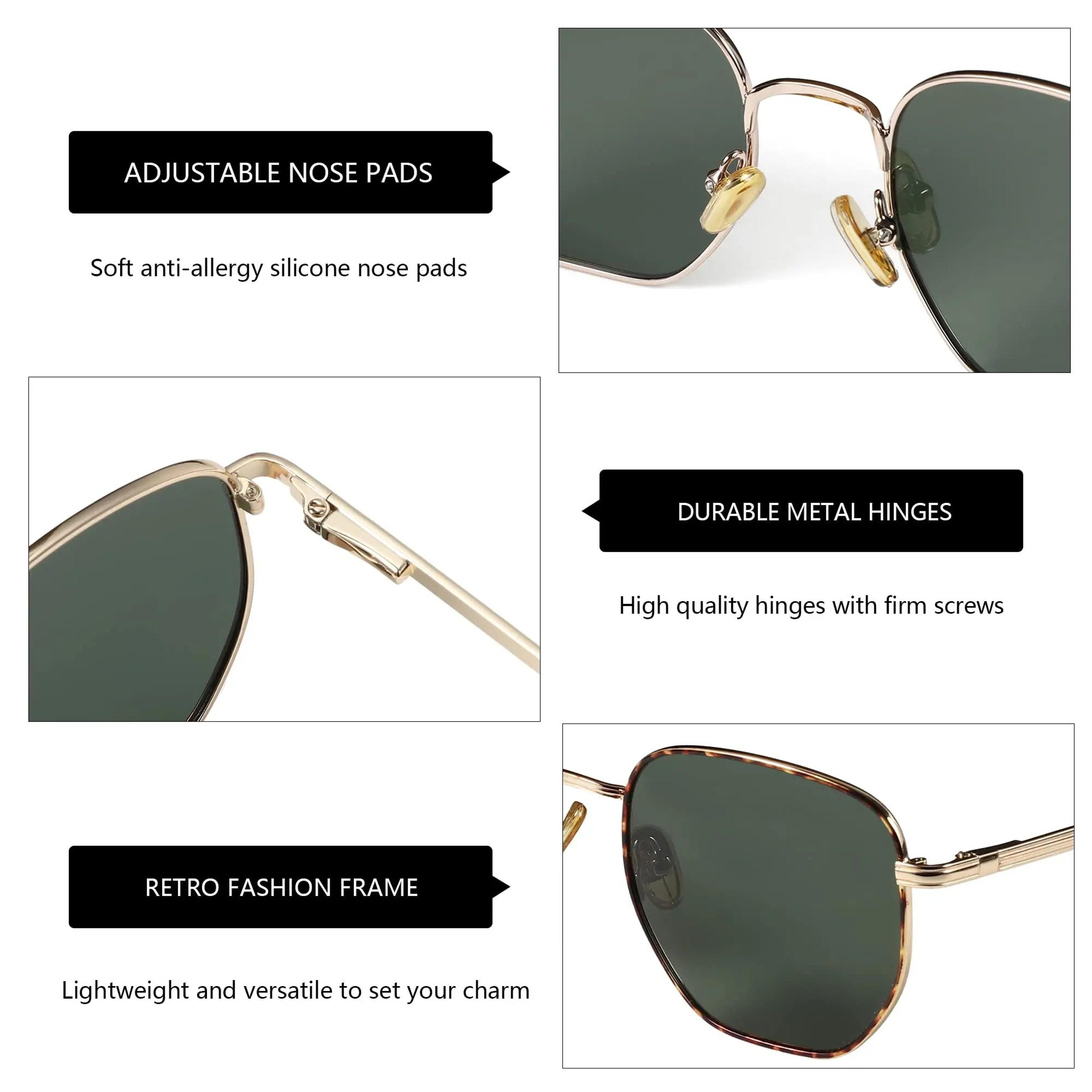 Hexagon Polarized Sunglasses For Men  Women UV Protection Retro Metal Shades 2