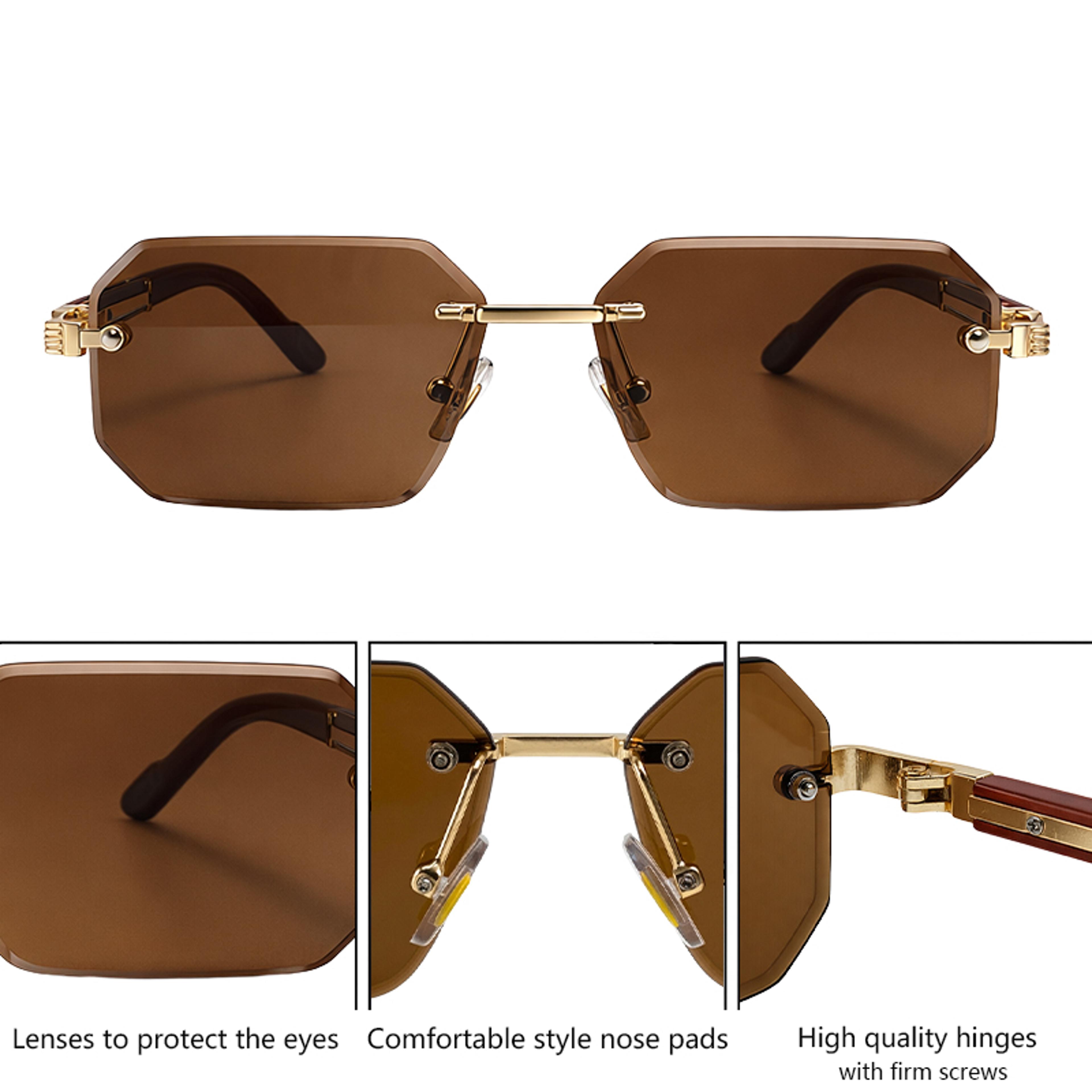 Urban Edge Rimless Rectangle Sunglasses For Men Vintage Retro Driving Shades 1