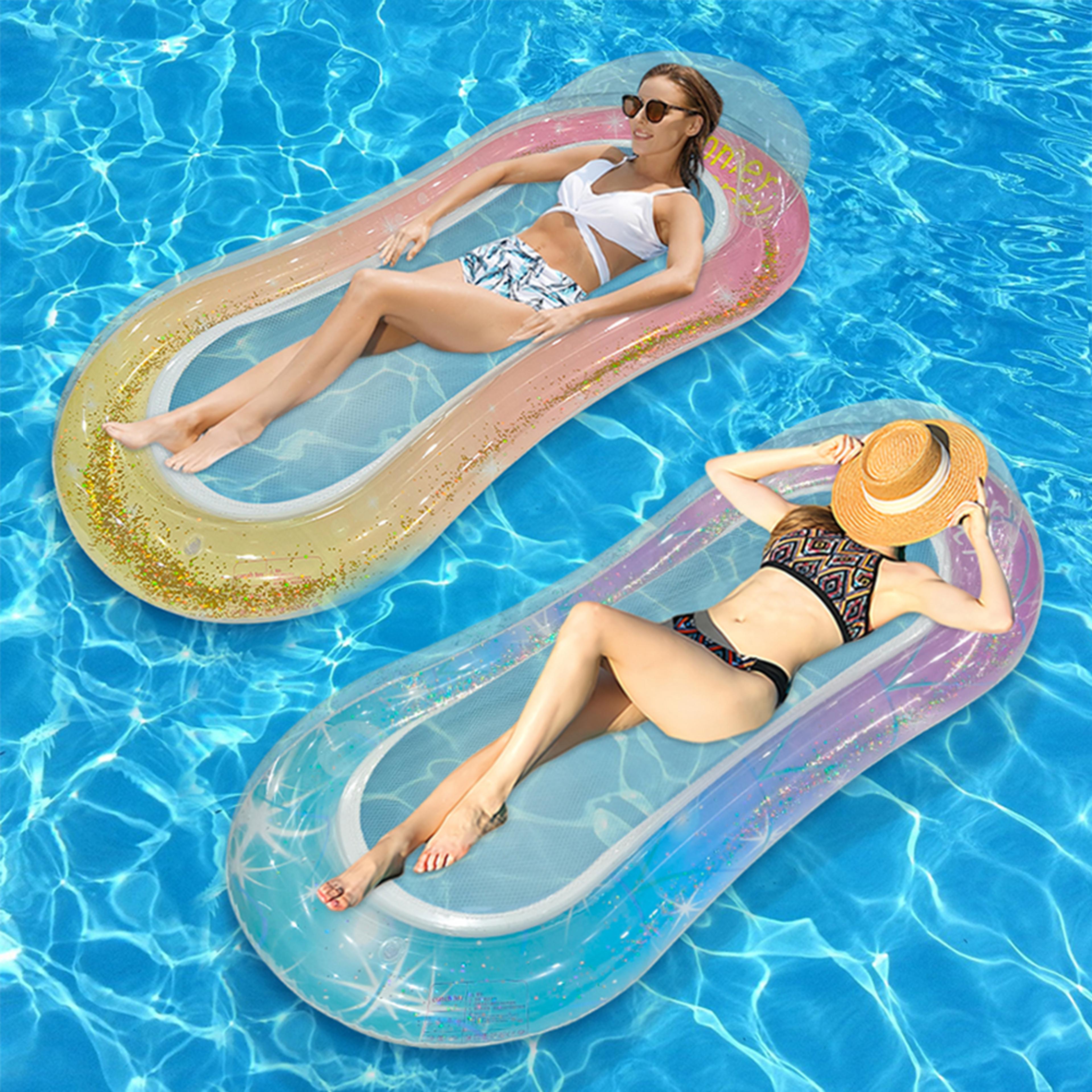 Inflatable Pool Lounge Chair Float For Adults With Backrest 0