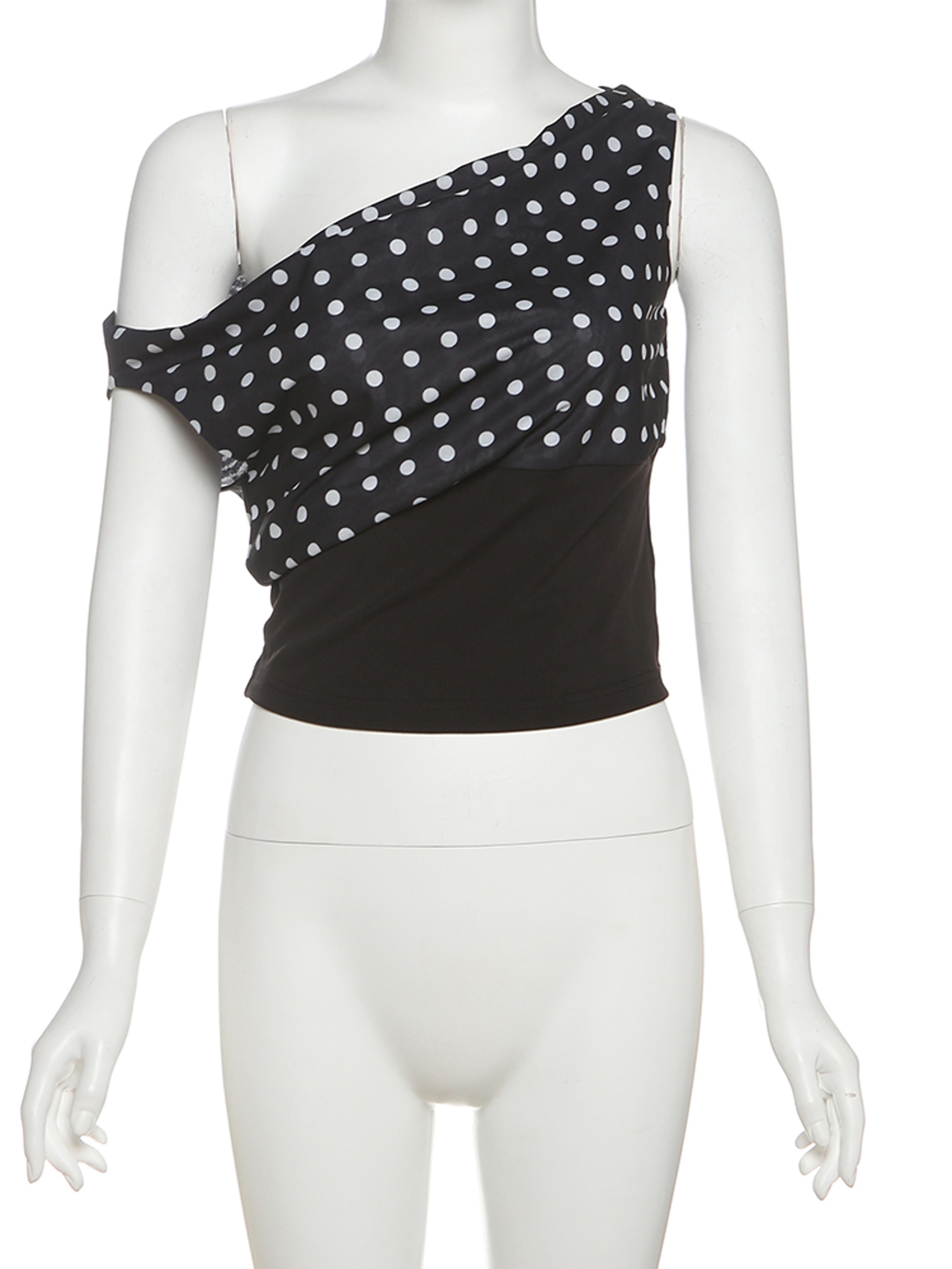 Polka Dot Off Shoulder Backless Ruched Crop Top For Women 3