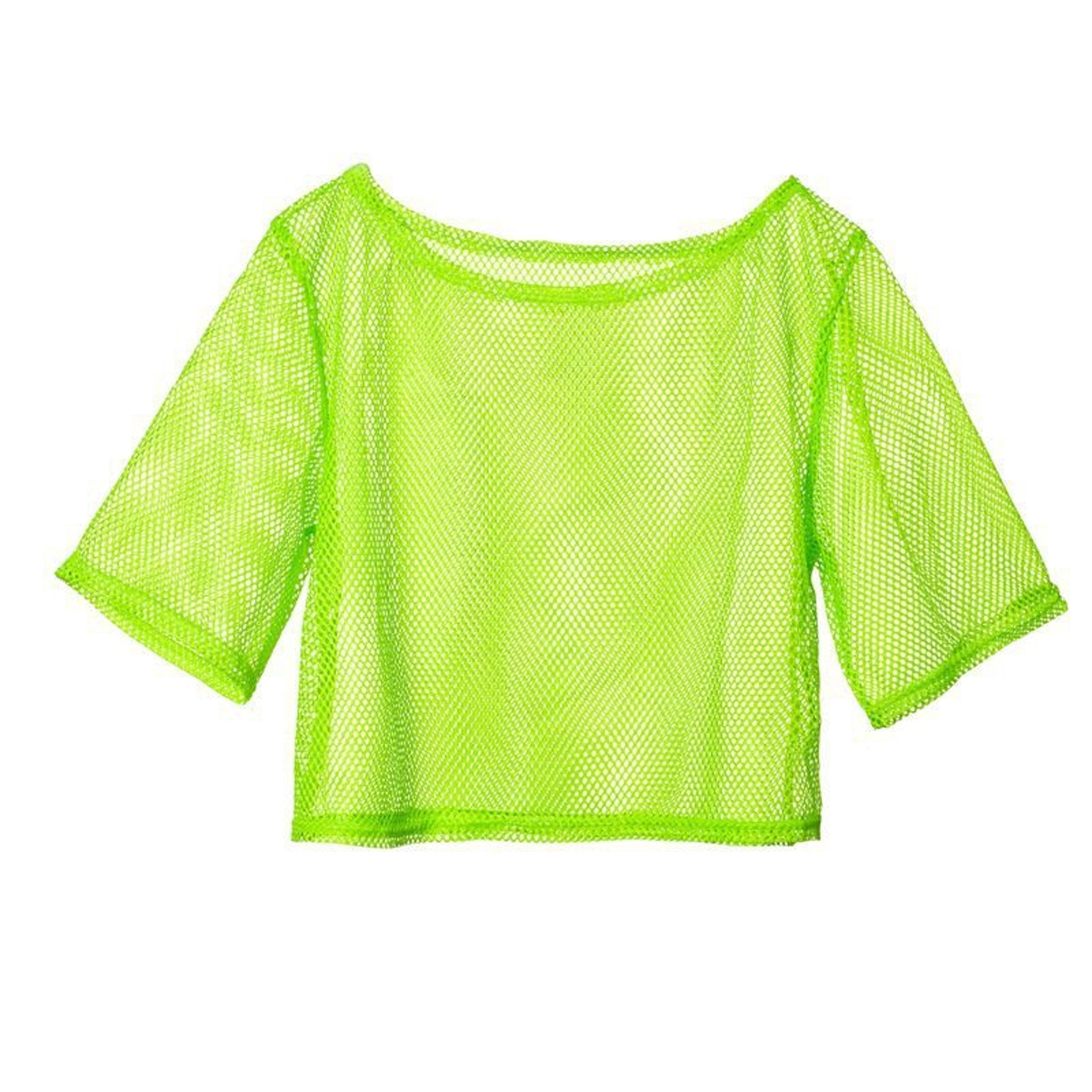 Retro Neon Fishnet Party Top For Women Costume Dance Shirt 6
