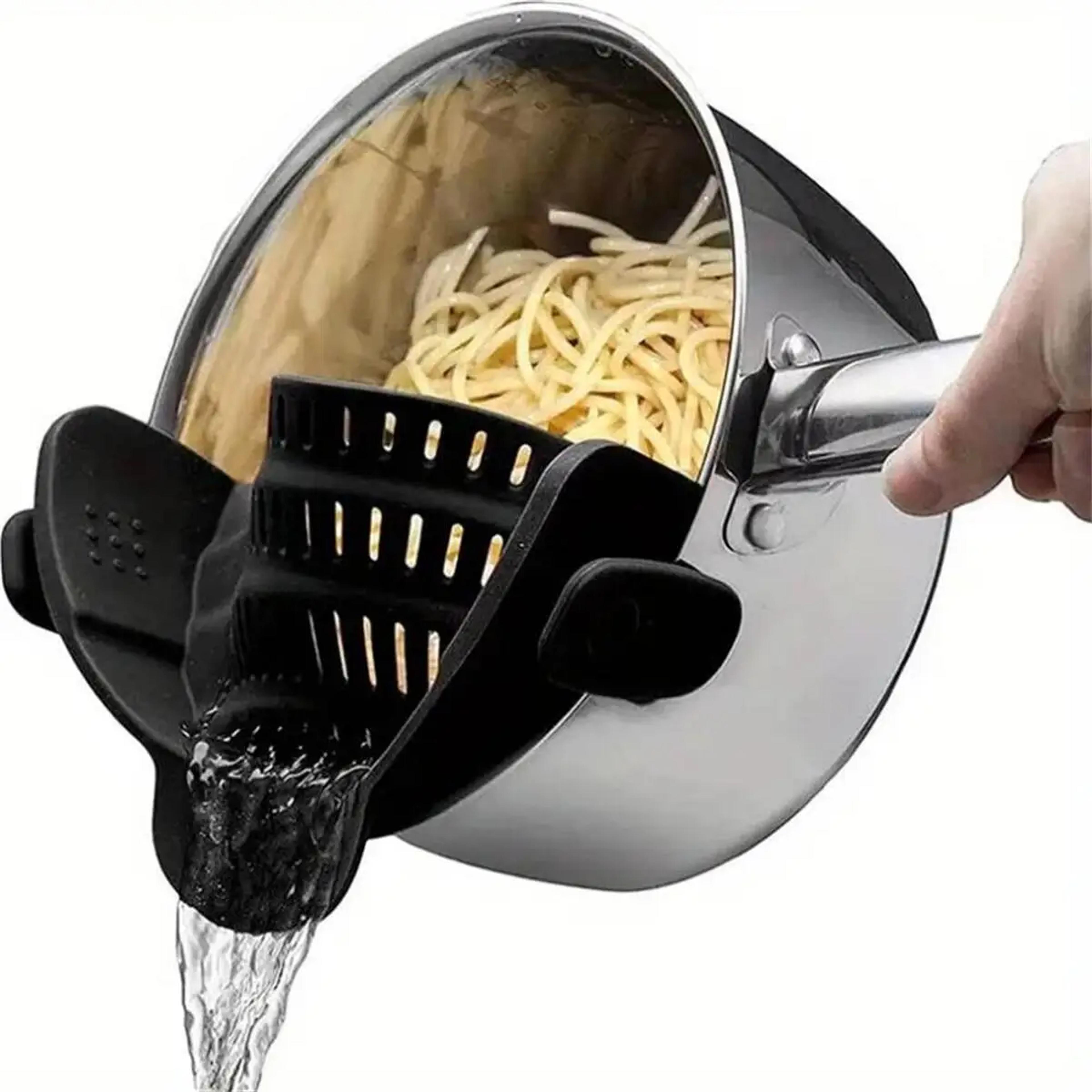 Snap Fit Silicone Clip On Pasta Strainer For Pots  Pans 6