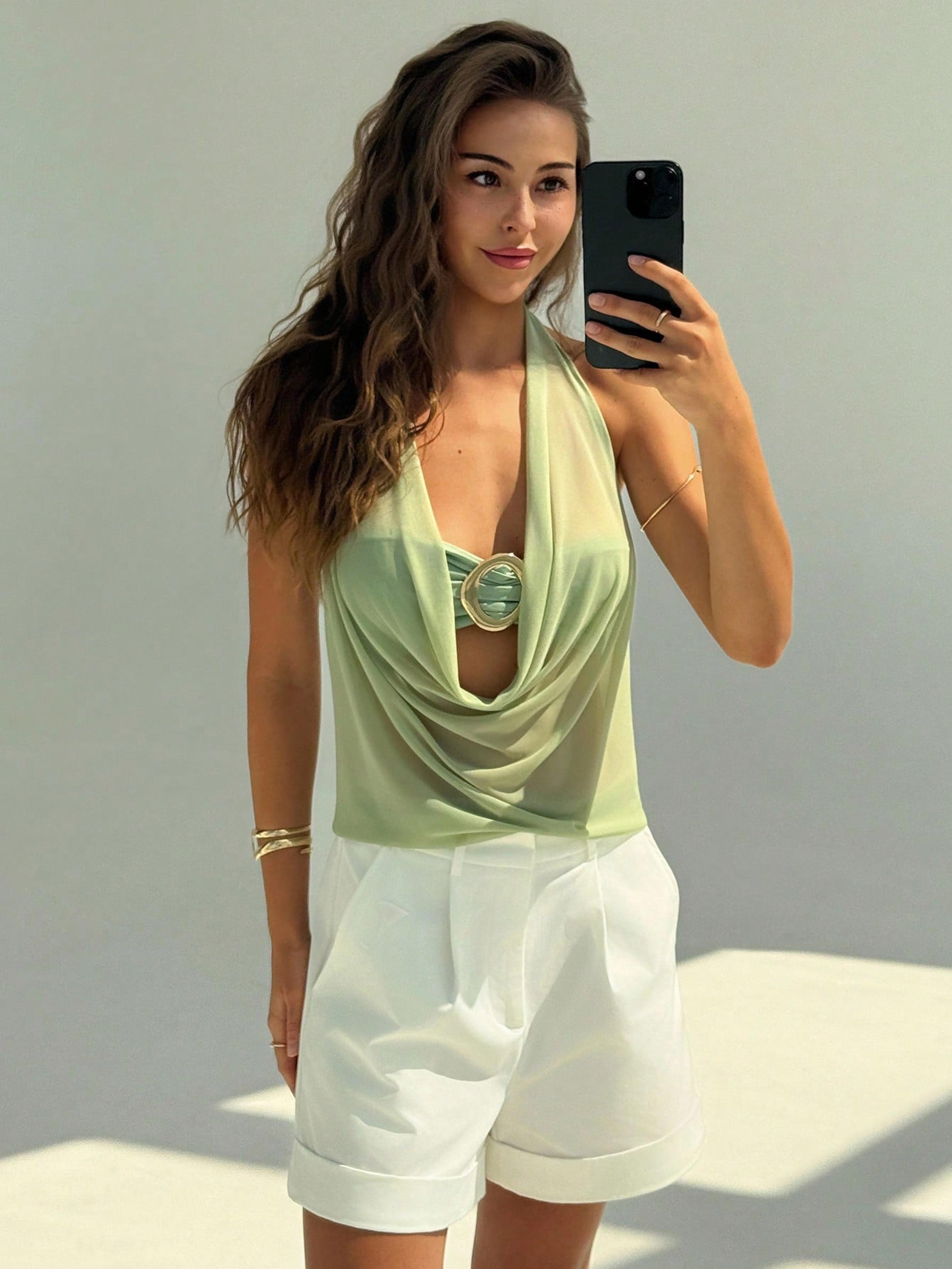 Metallic Backless Off Shoulder Top For Women 3