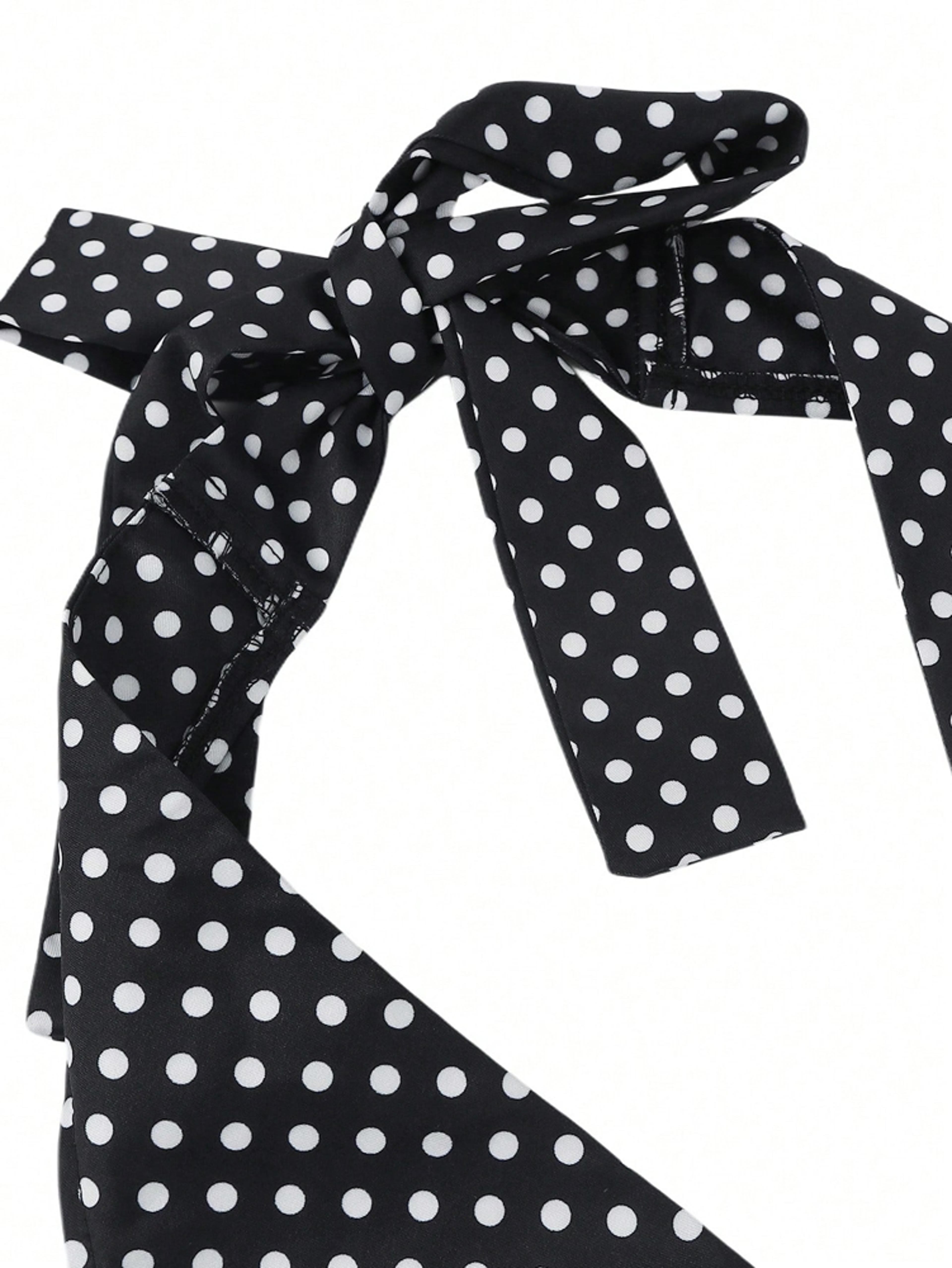 Polka Dot Halter Crop Top For Women Deep V Backless Party Night Out Blouse 5