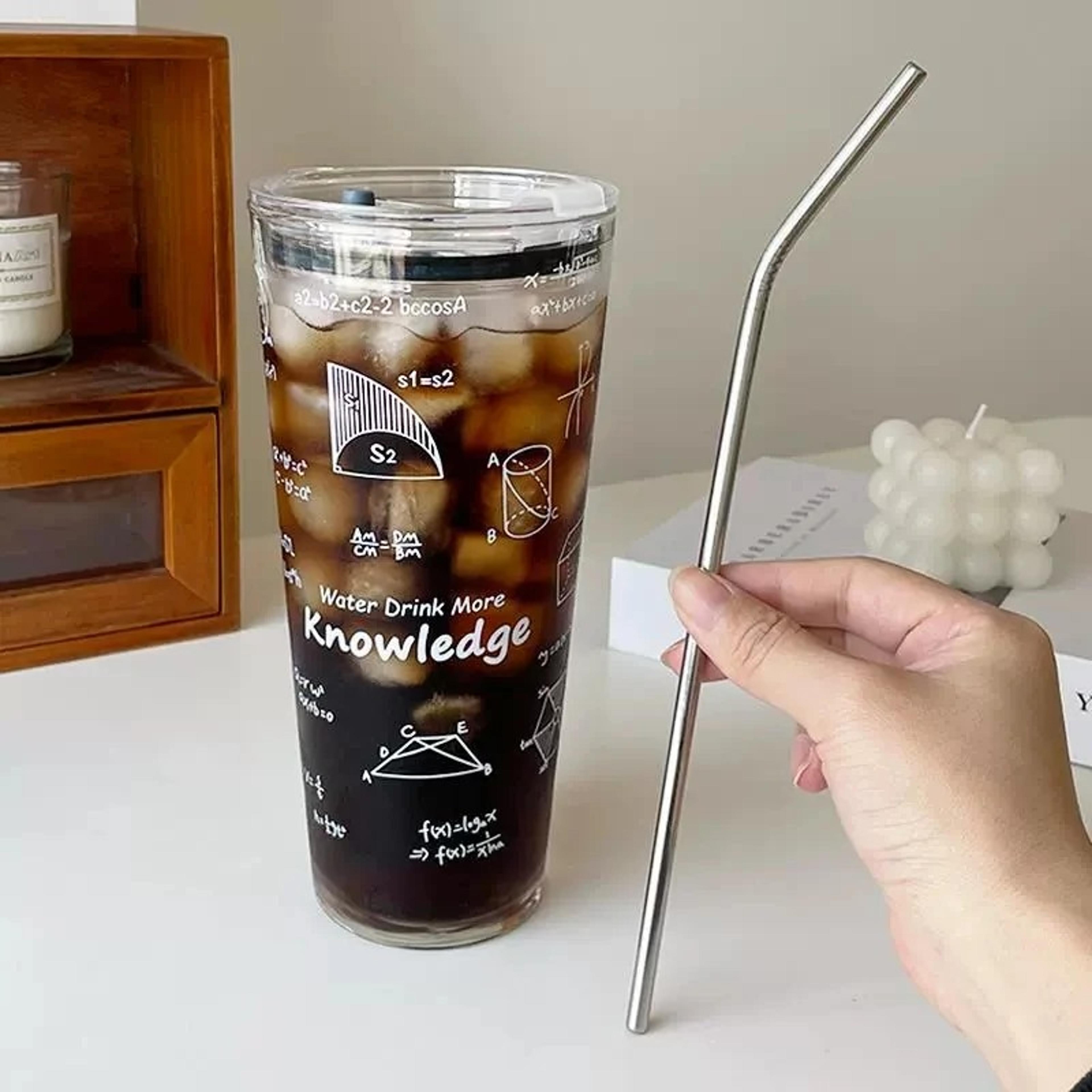 Aesthetic Glass Tumbler With Lid  Straw Large Capacity Drinking Cup 1