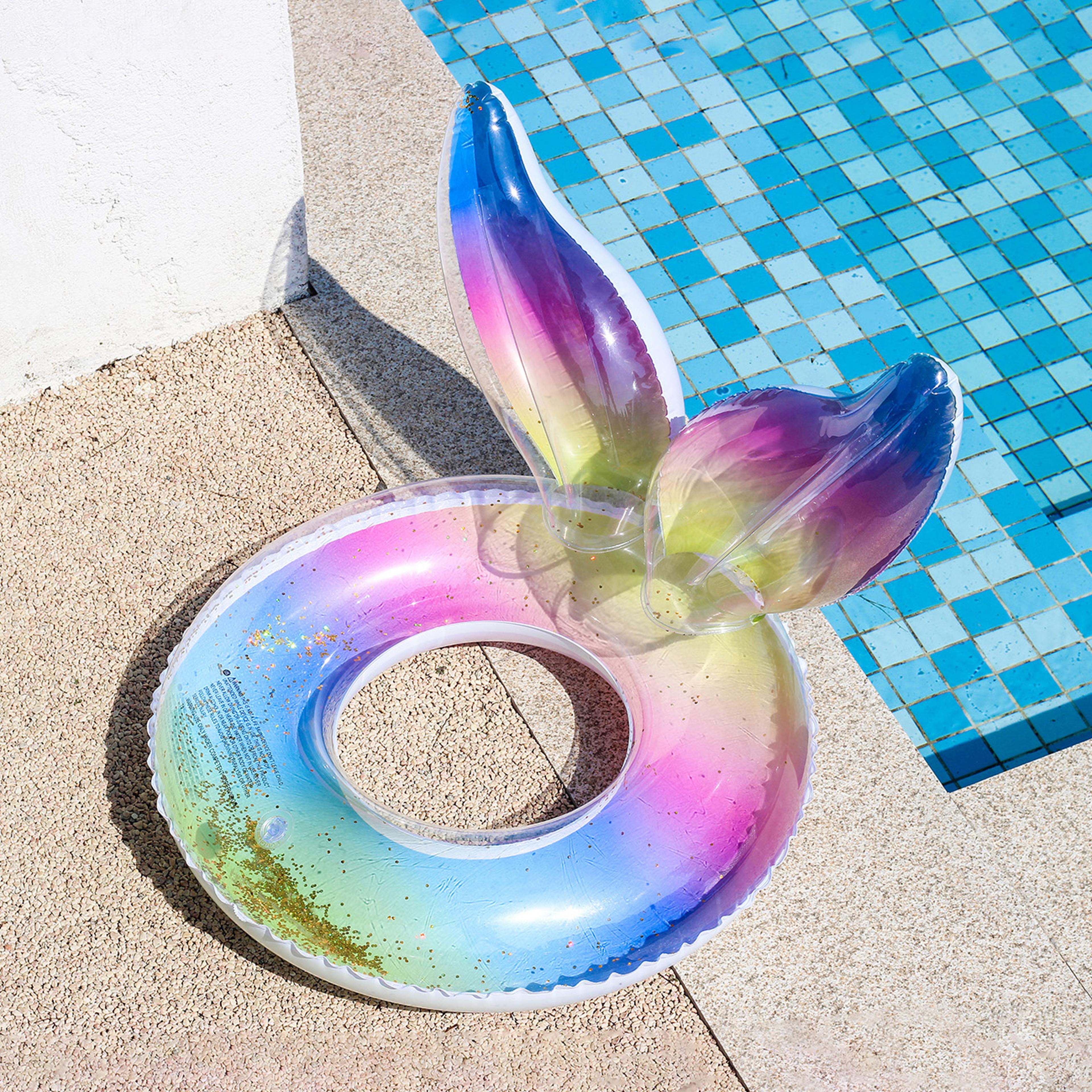 Rainbow Tail Thickened Inflatable Pool Float Ring For Adults Beach Party Summer Fun 1