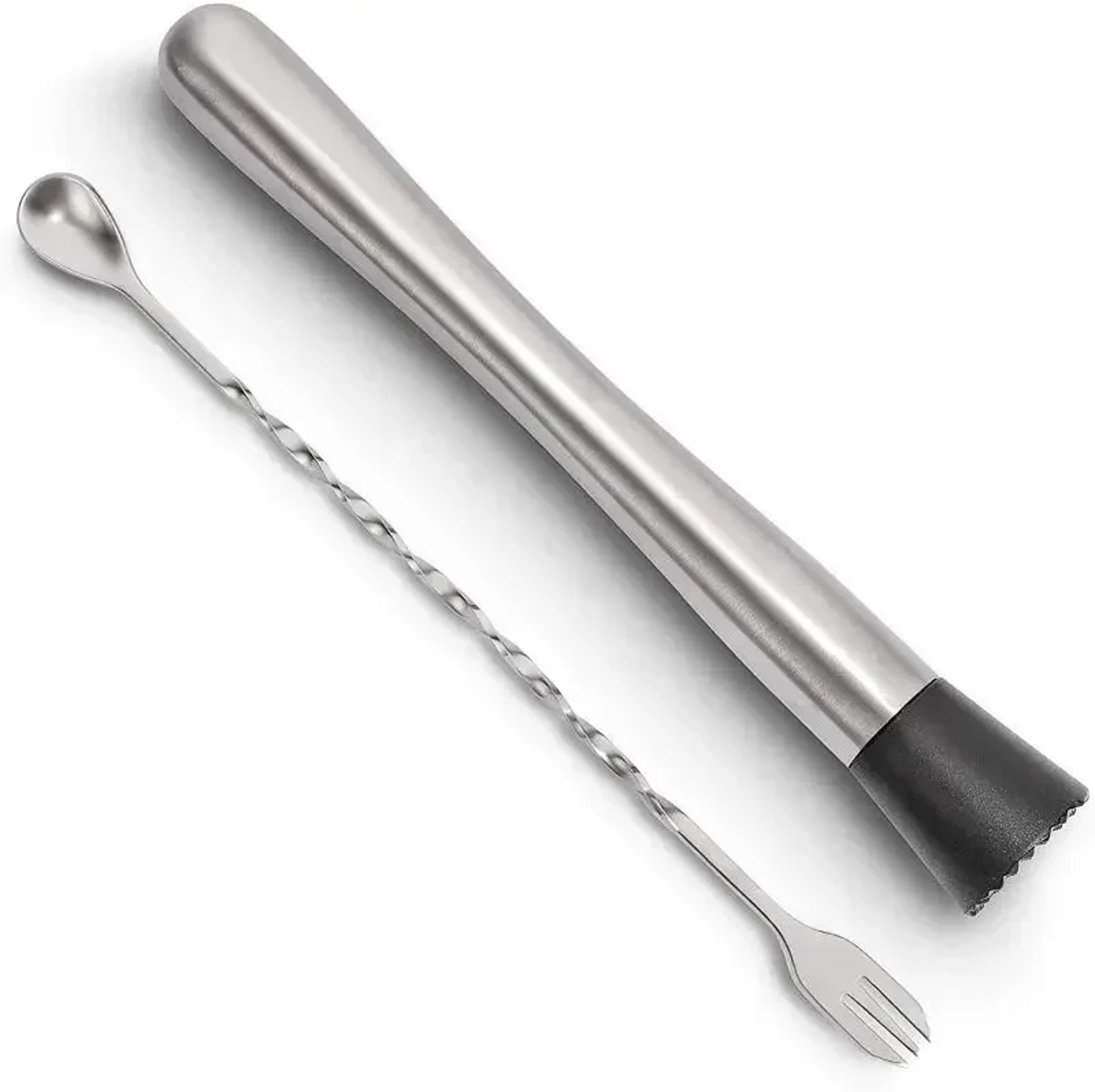 Stainless Steel Cocktail Muddler And Mixing Spoon Bar Tool Set For Mojitos And Home Bartending 7