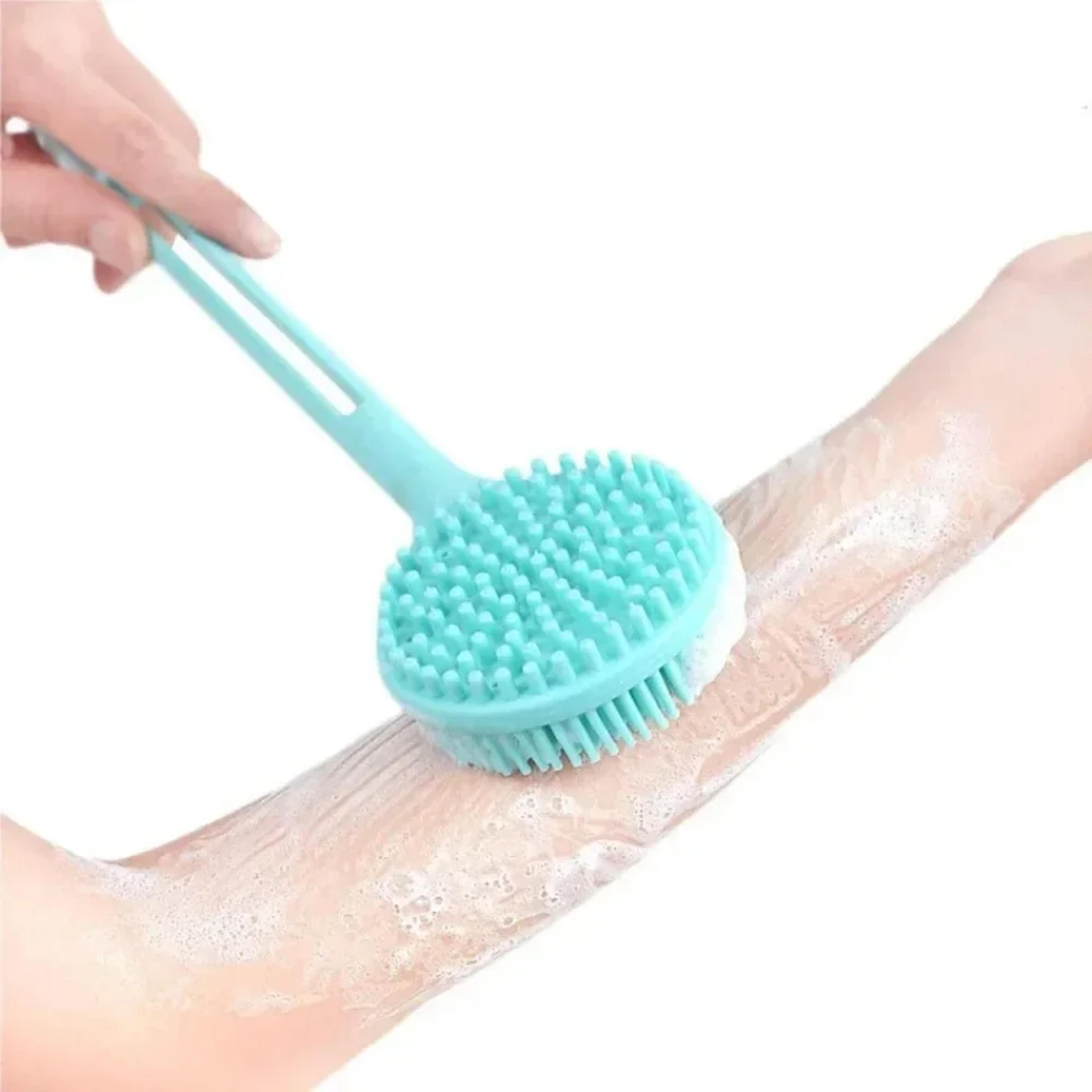 Double Sided Silicone Long Handle Back Scrub Brush Exfoliating Shower Bath Brush 2