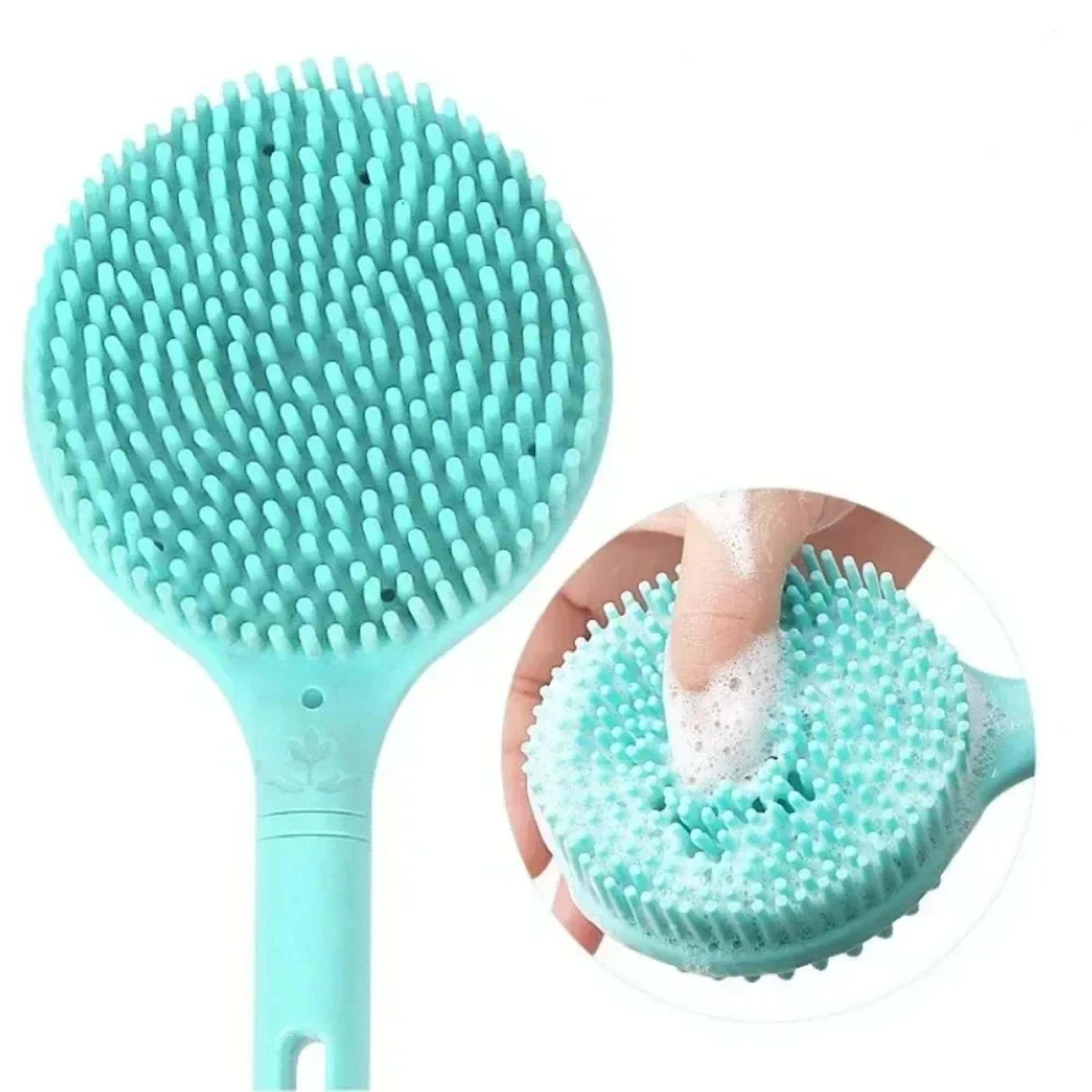 Double Sided Silicone Long Handle Back Scrub Brush Exfoliating Shower Bath Brush 3