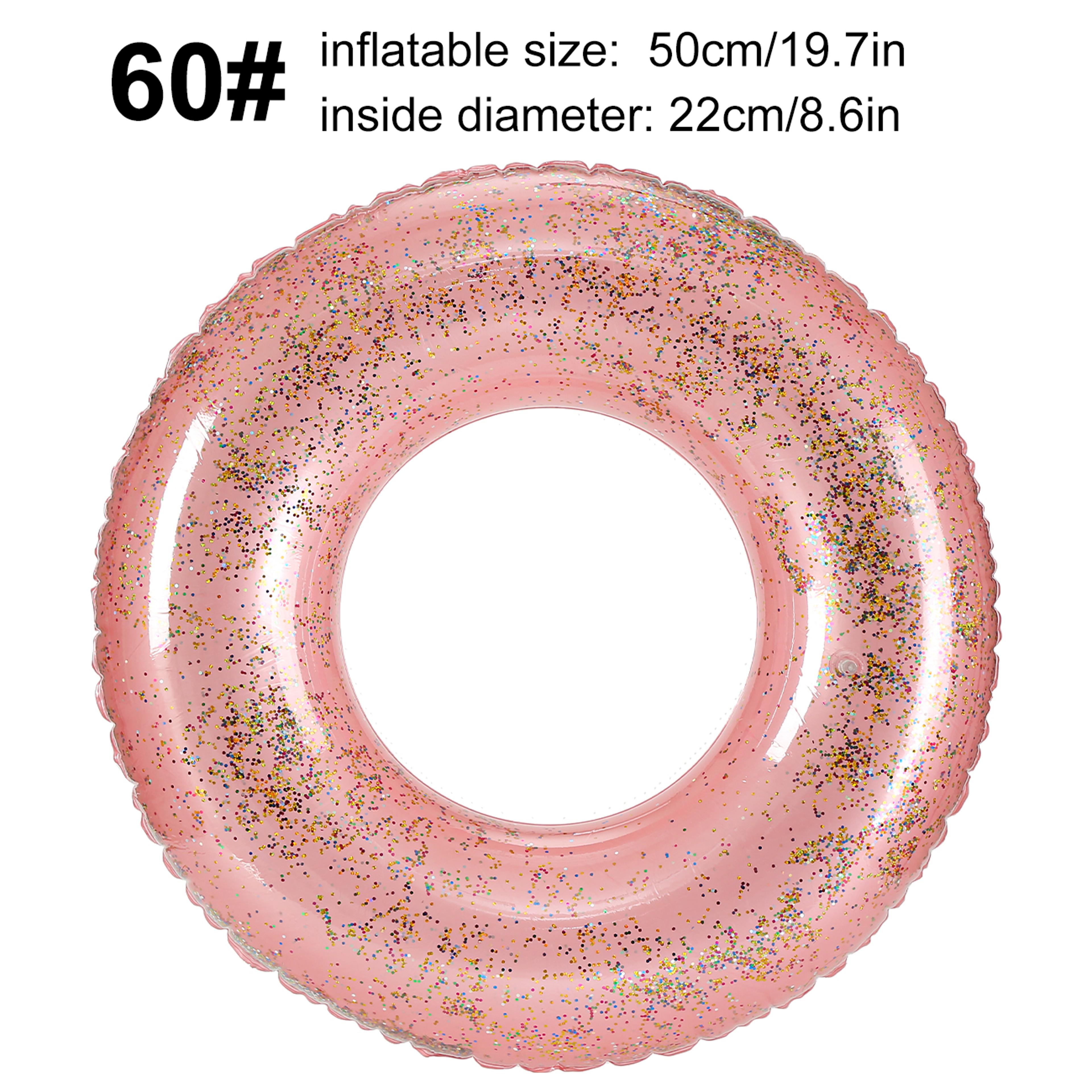 Shimmer Glow LED Inflatable Swim Ring Pool Float Blue Pink 6