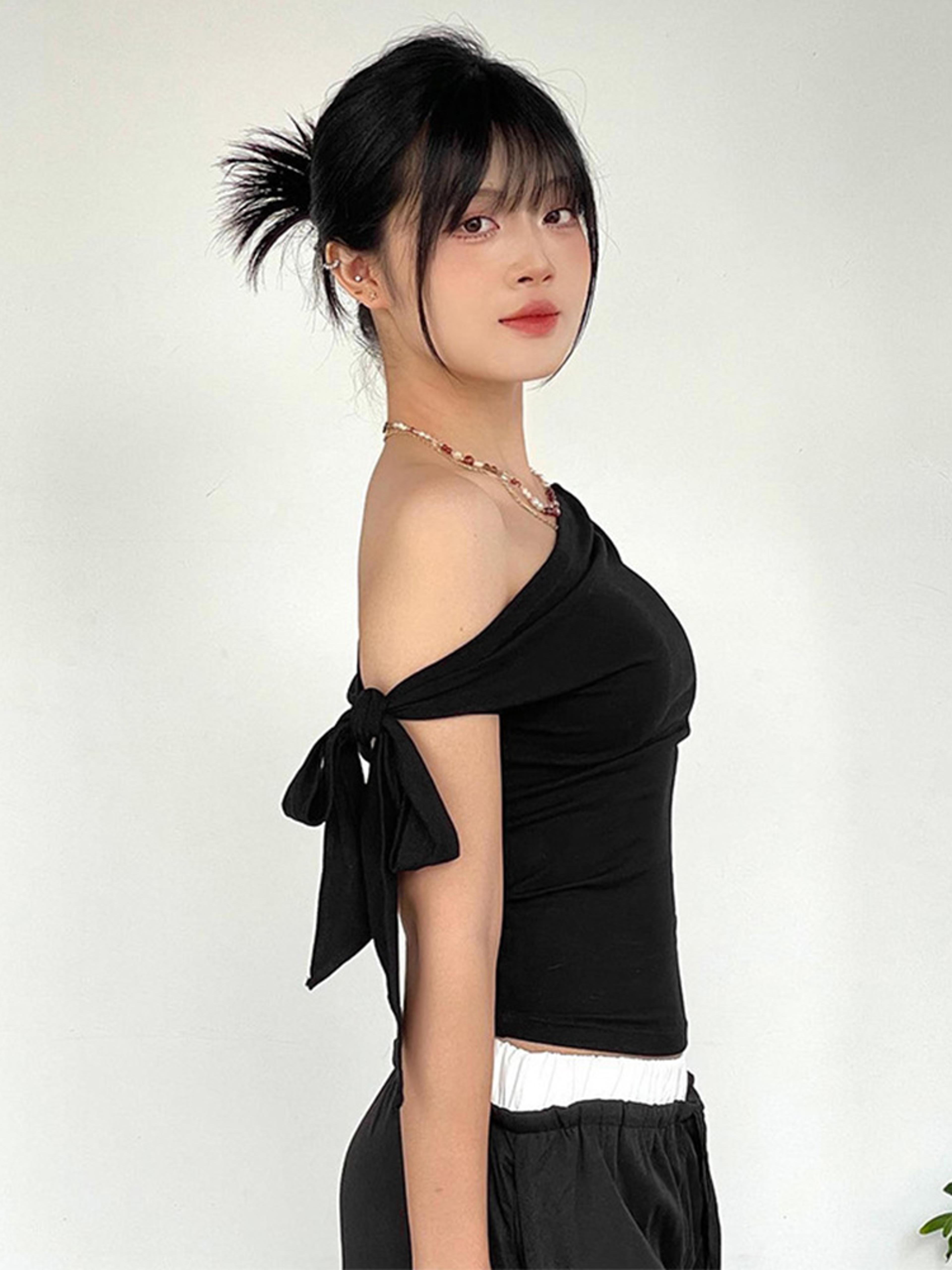 Summer Chic One Shoulder Backless Crop Top For Women 2