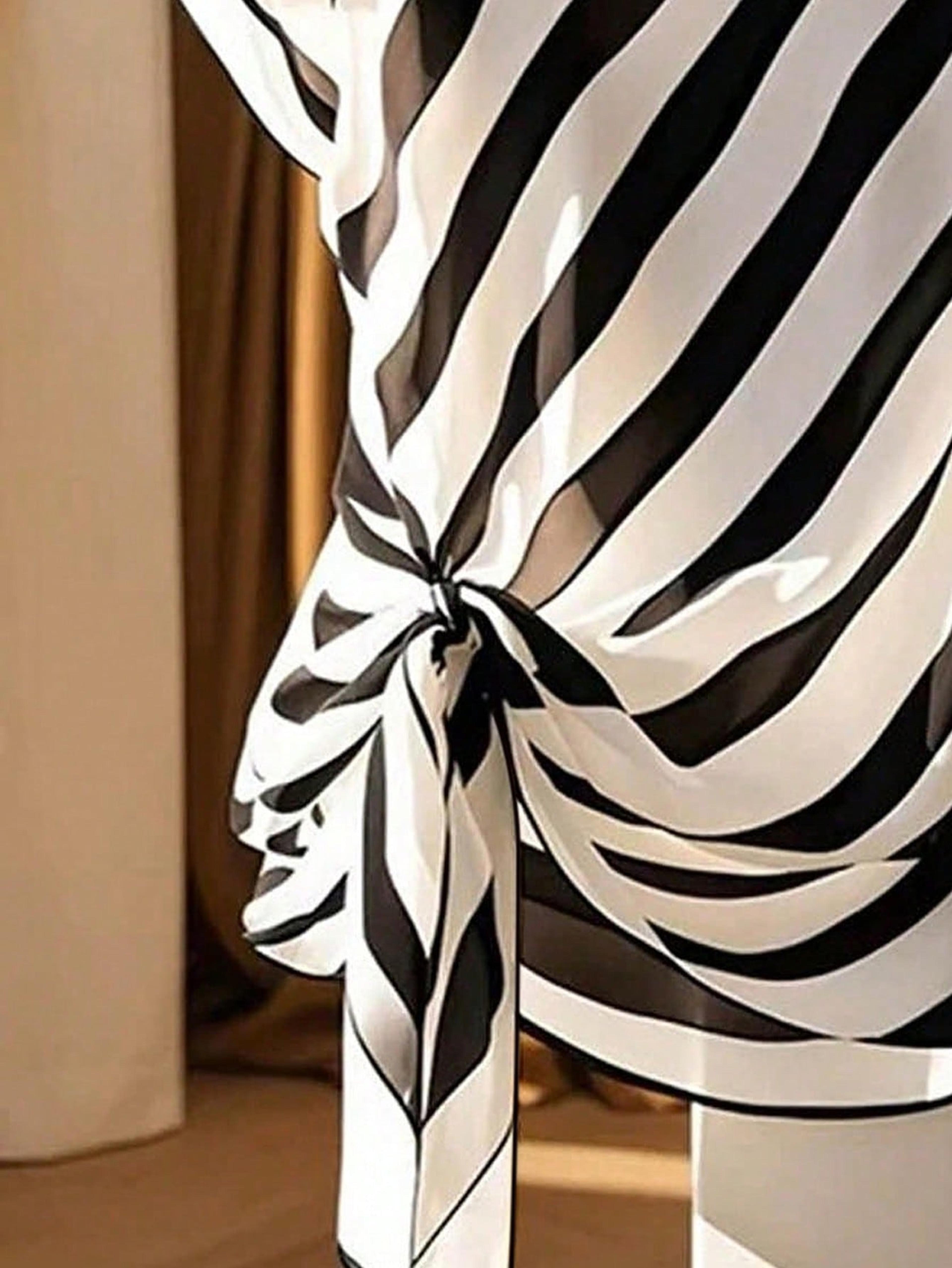 Breezy Bow Pleated Striped Tank Top For Women Summer Casual Sleeveless Blouse 2