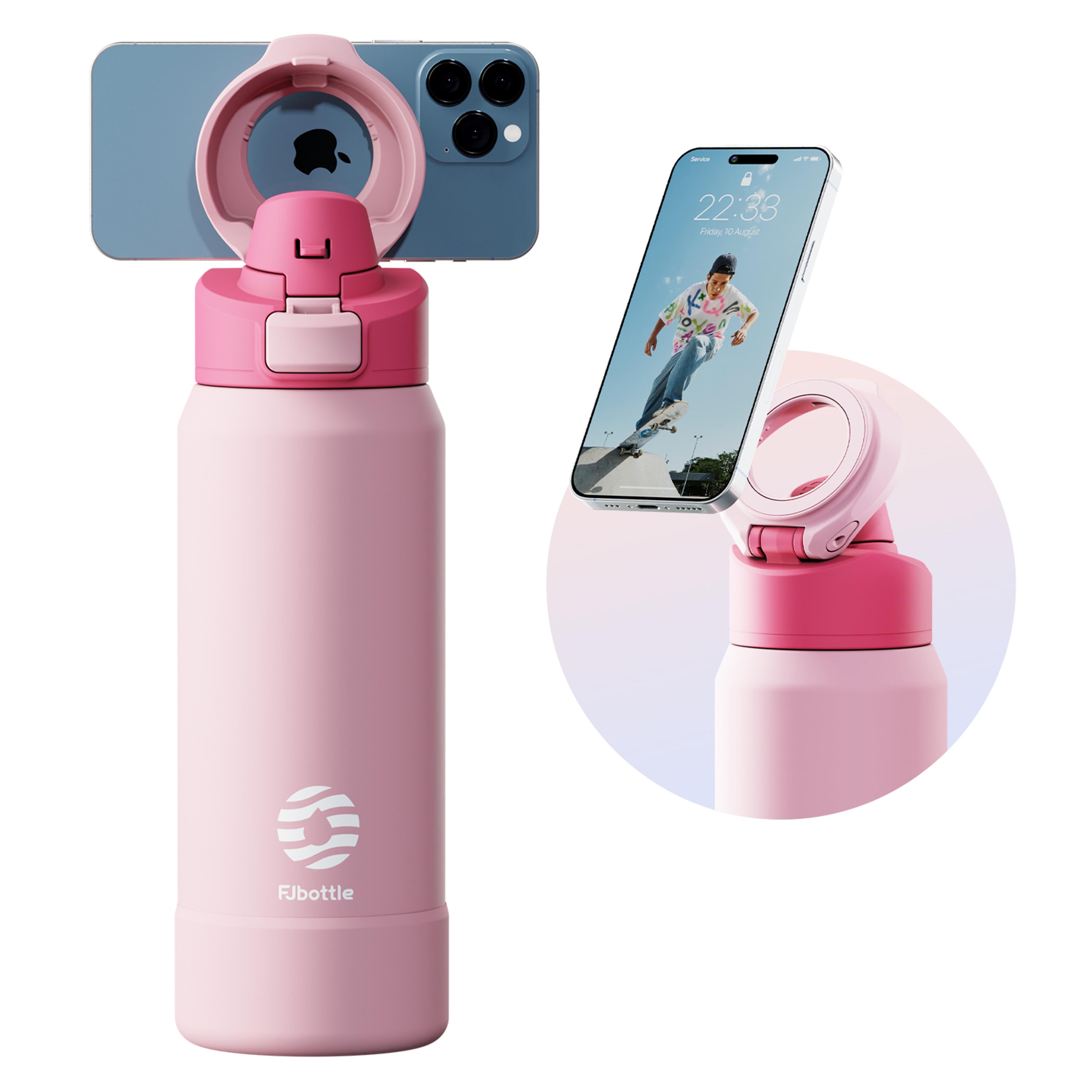 Insulated Water Bottle With Magnetic Phone Holder  Flip Lid 6