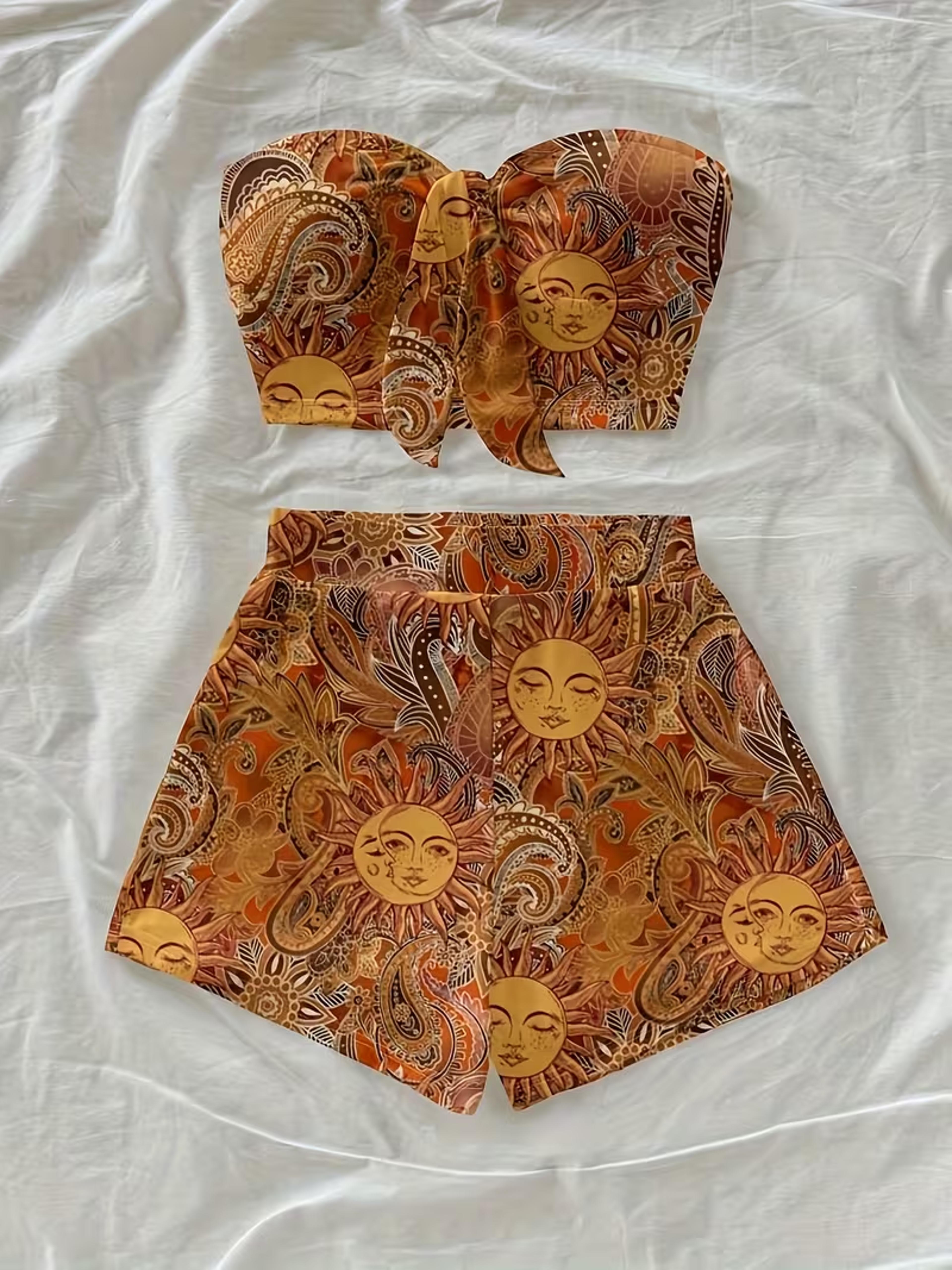Sun Goddess Paisley Beach Lounge Set For Women Boho Summer Vacation Outfit 4