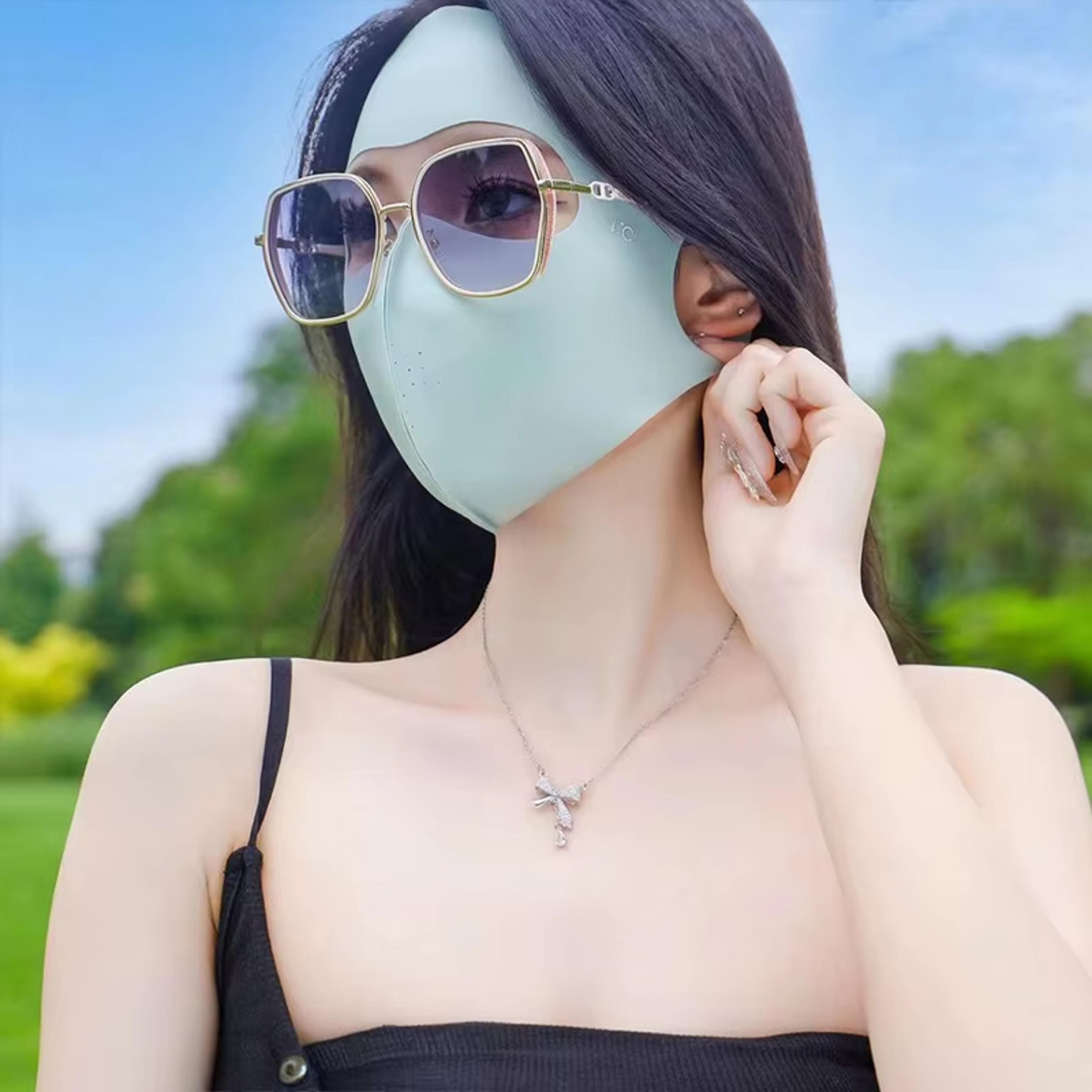 Ice Silk UV Protection Face Mask Full Coverage Cooling Face Cover For Outdoor Travel  Sports 0