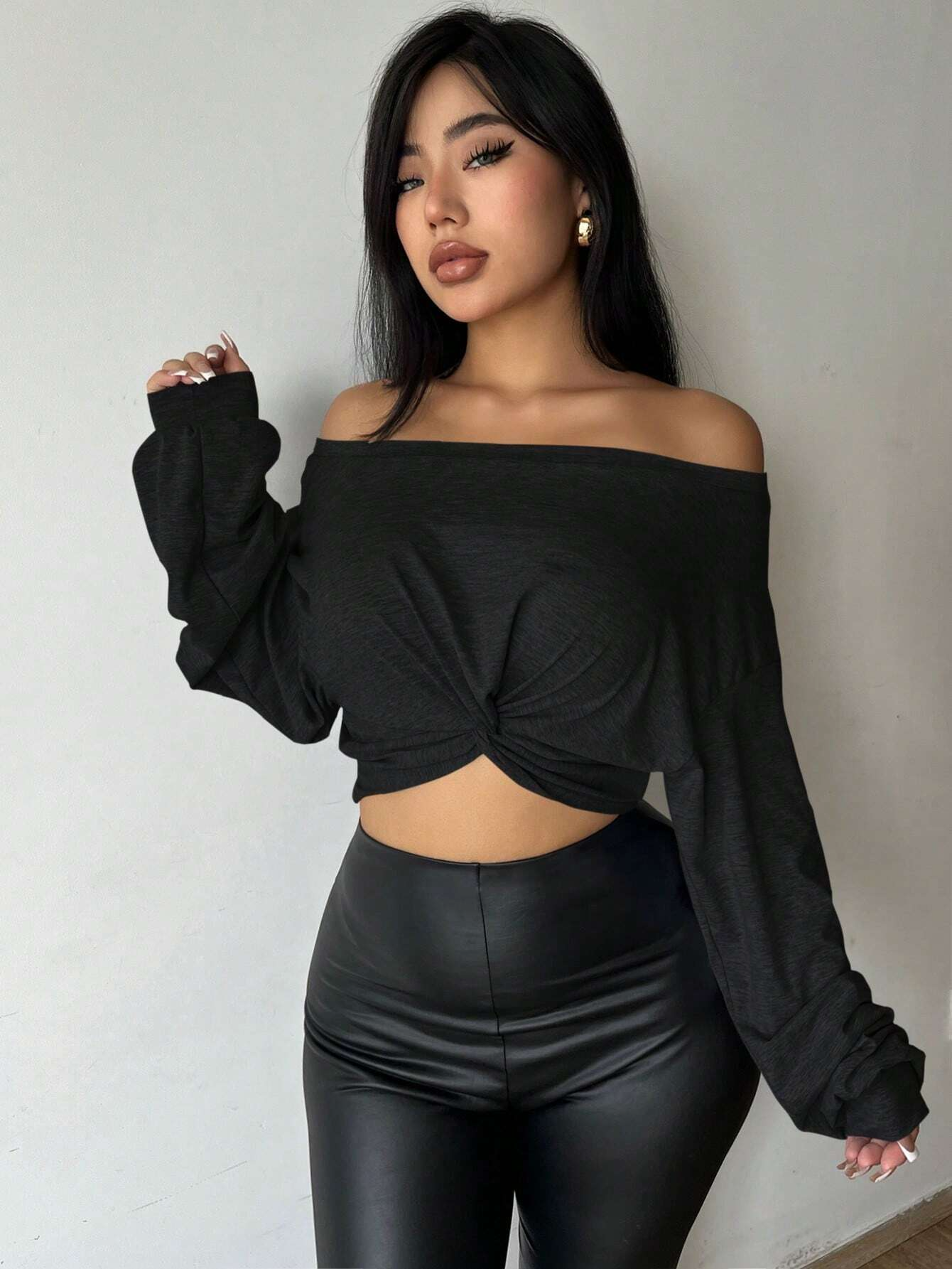 chic front tie off shoulder crop top for women asymmetrical one shoulder tops