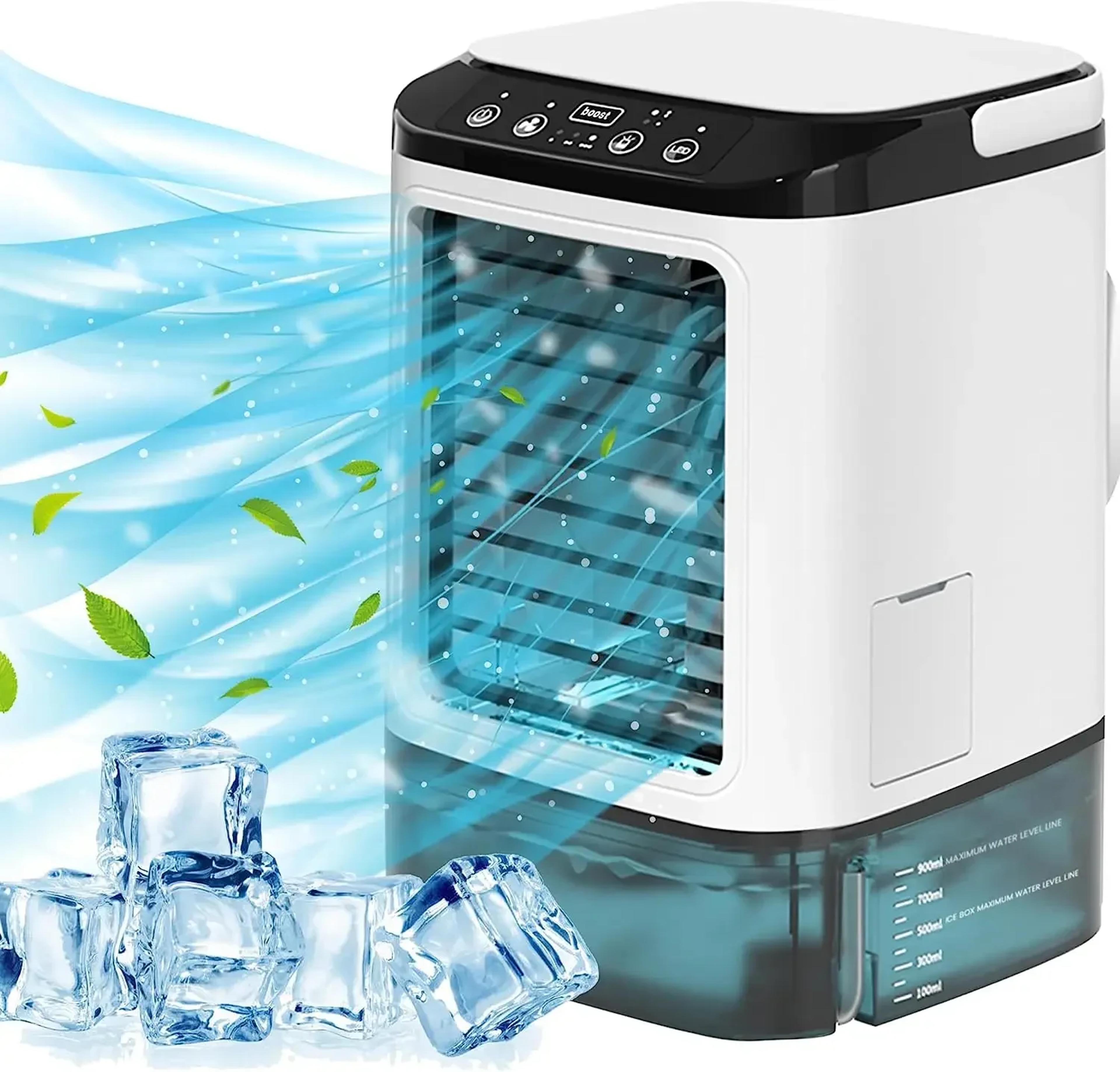 portable air cooler fan with dual spray humidifier & night light