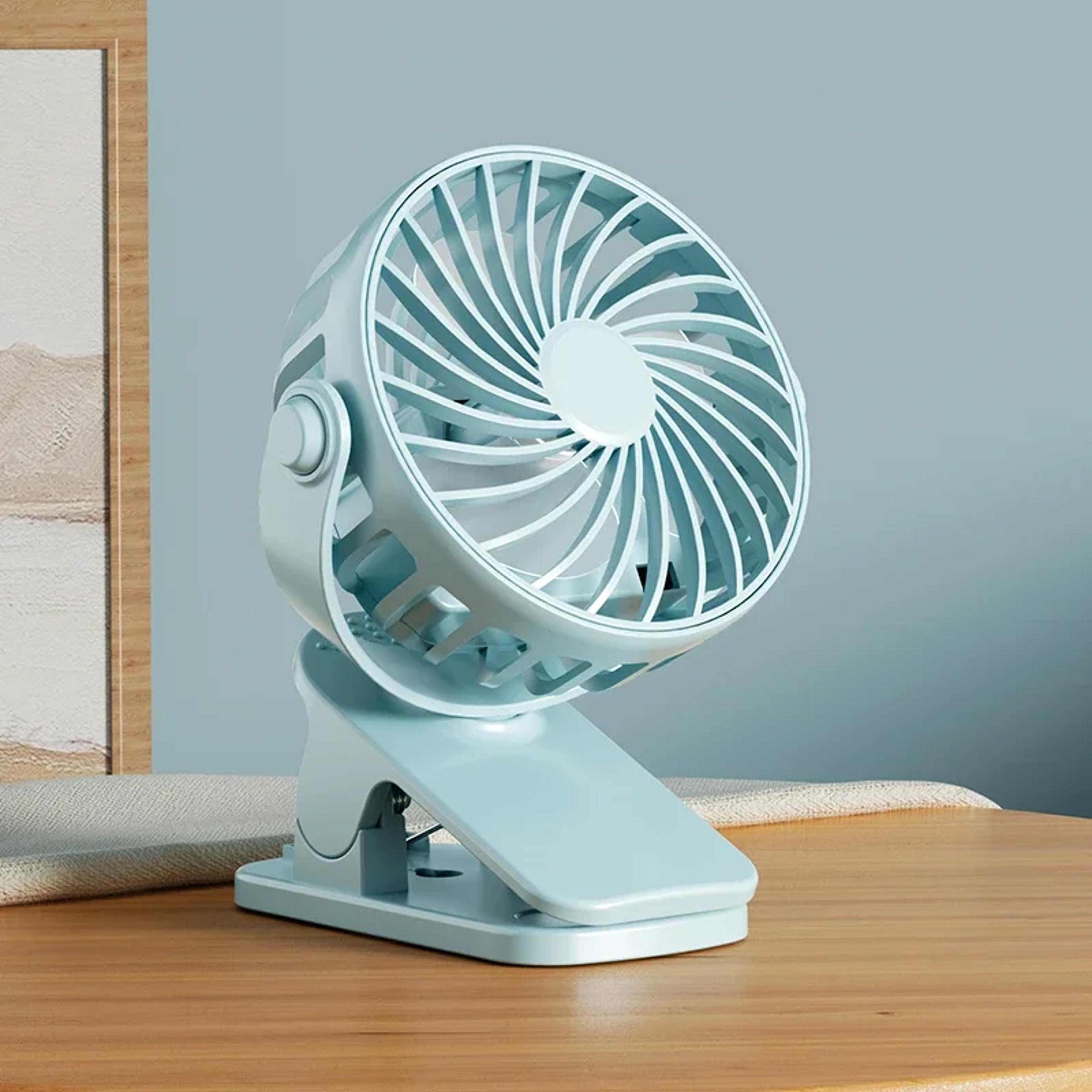 Rotating Clip On Camping Fan With Night Light  USB Rechargeable Battery 7