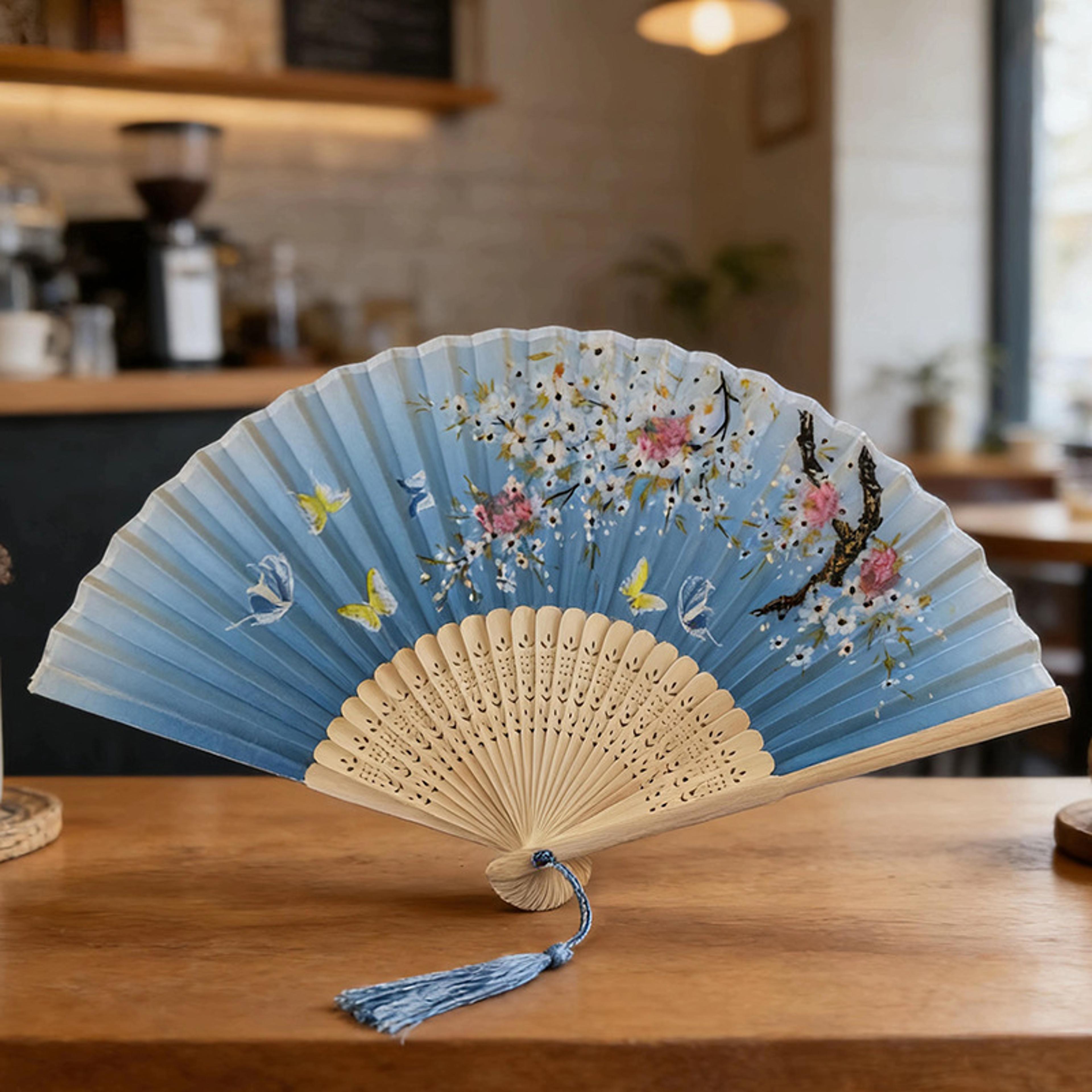 Vintage Silk Folding Hand Fan Elegant Bamboo Folding Fan For Dance Decor  Gifts 5