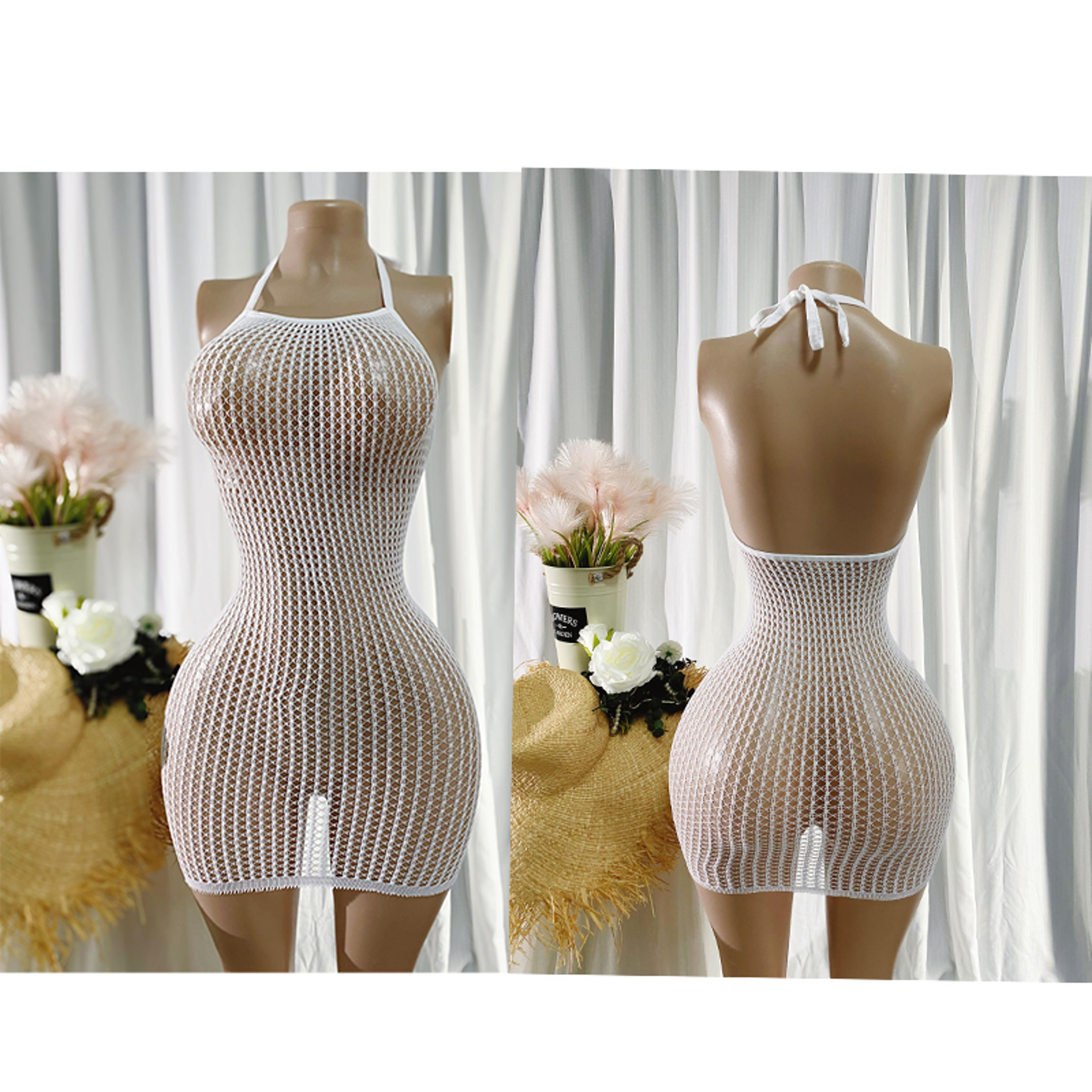 Summer Elegance Fishnet Cover Up Dress For Beach  Poolside Style 1