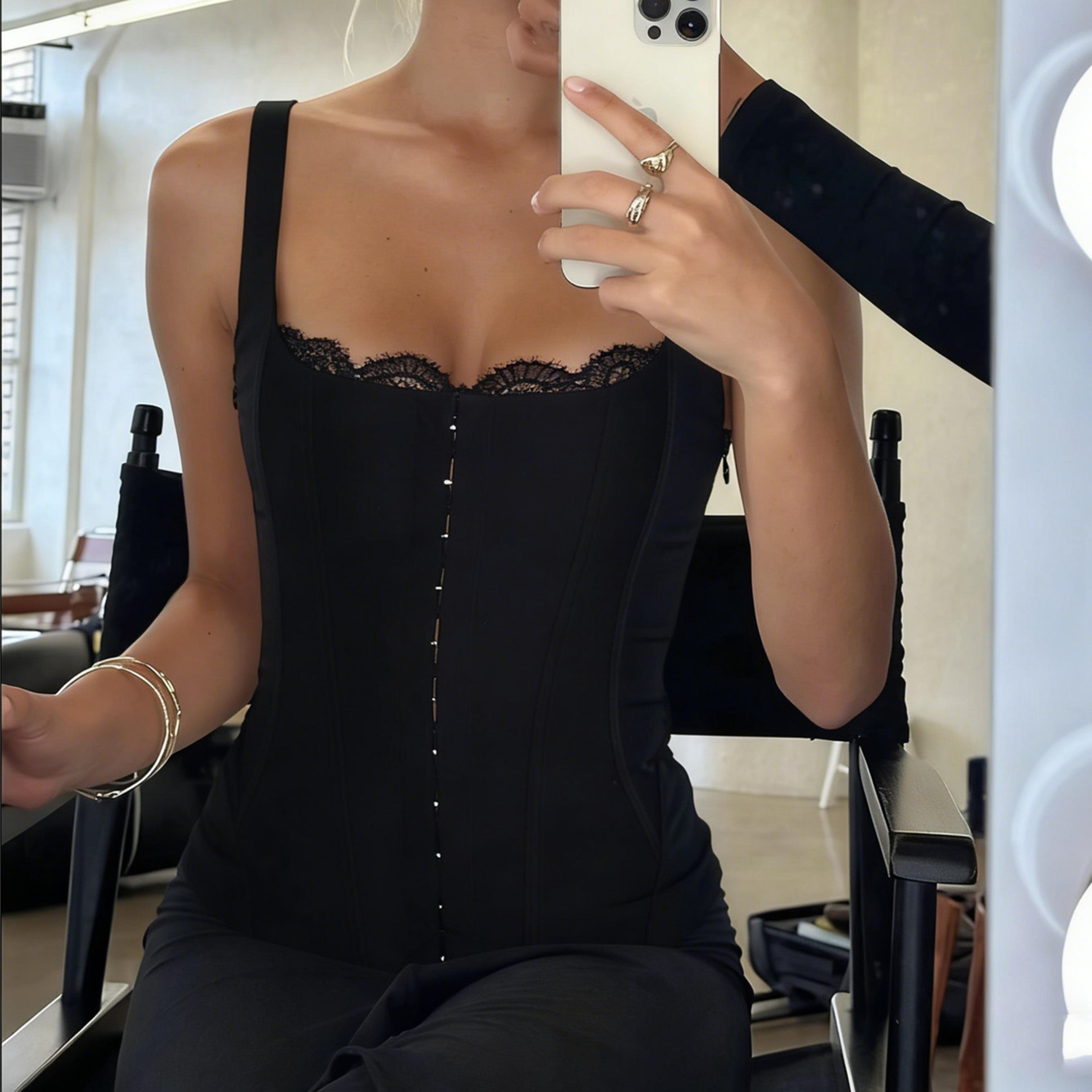 Lace Trim Corset Crop Top For Women Boned Slim Fit Party Clubwear 3