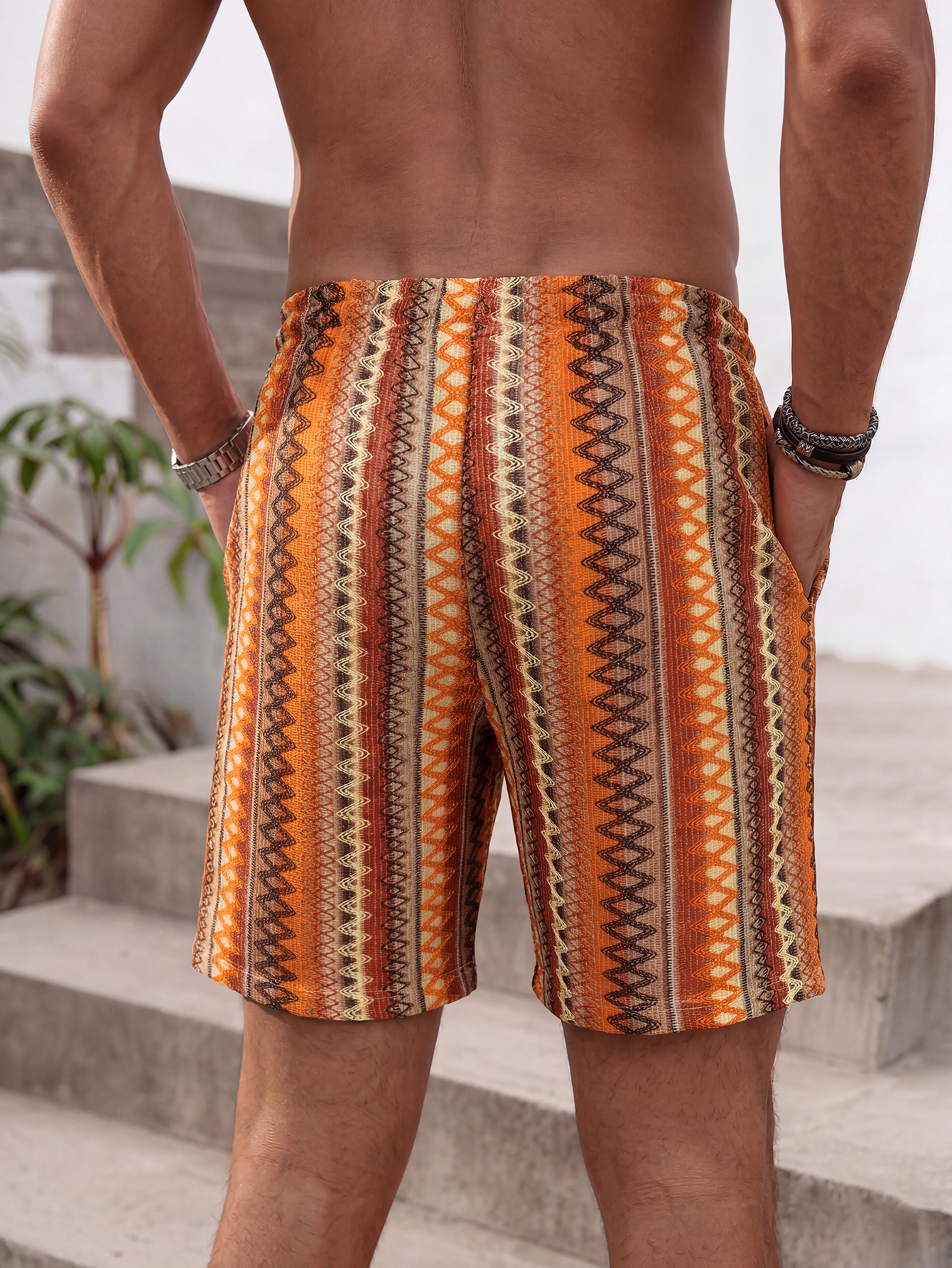 Boho Breeze Mens Beach Shorts Lightweight Ethnic Print Summer Shorts 2