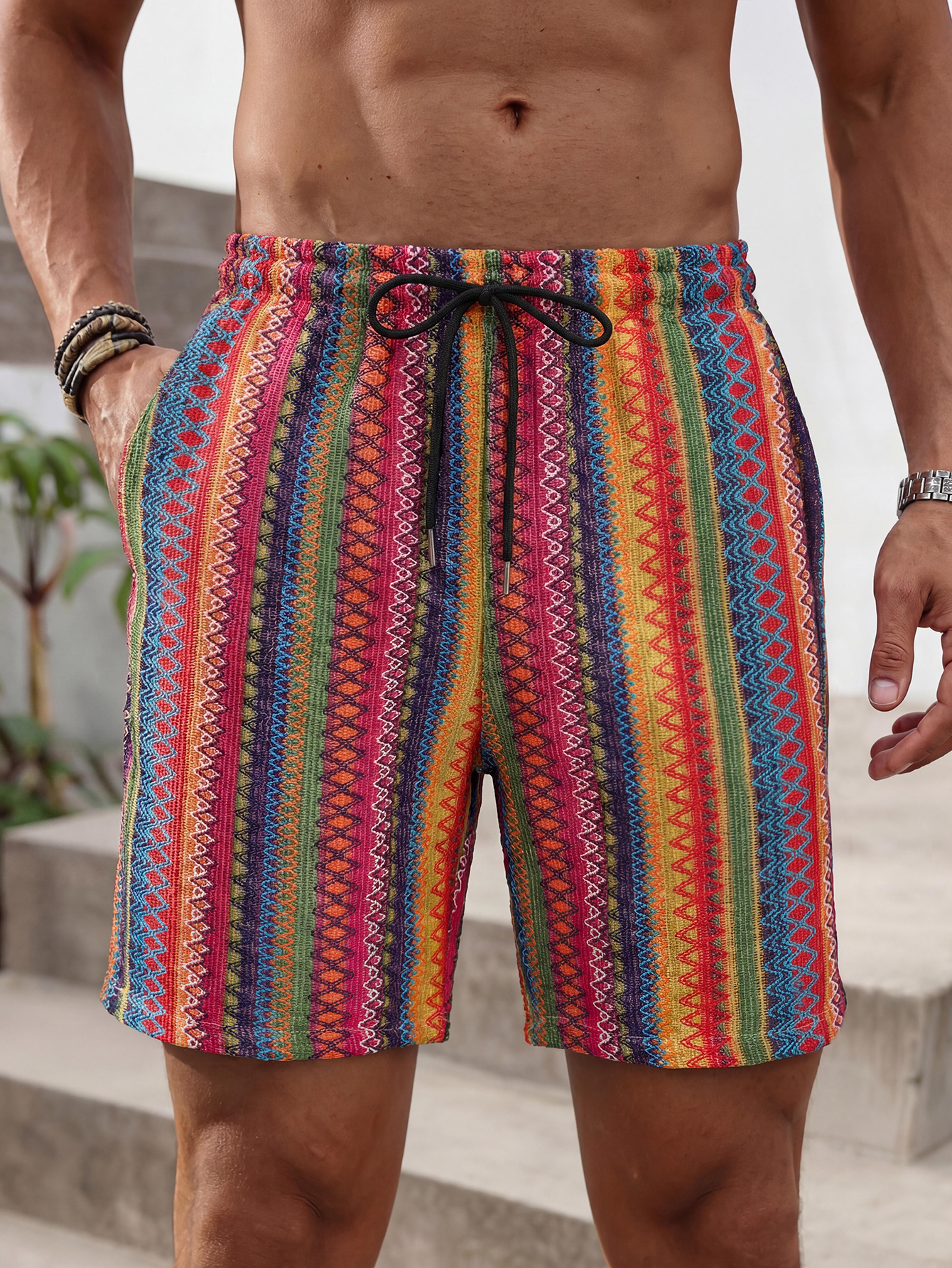 Boho Breeze Mens Beach Shorts Lightweight Ethnic Print Summer Shorts 5