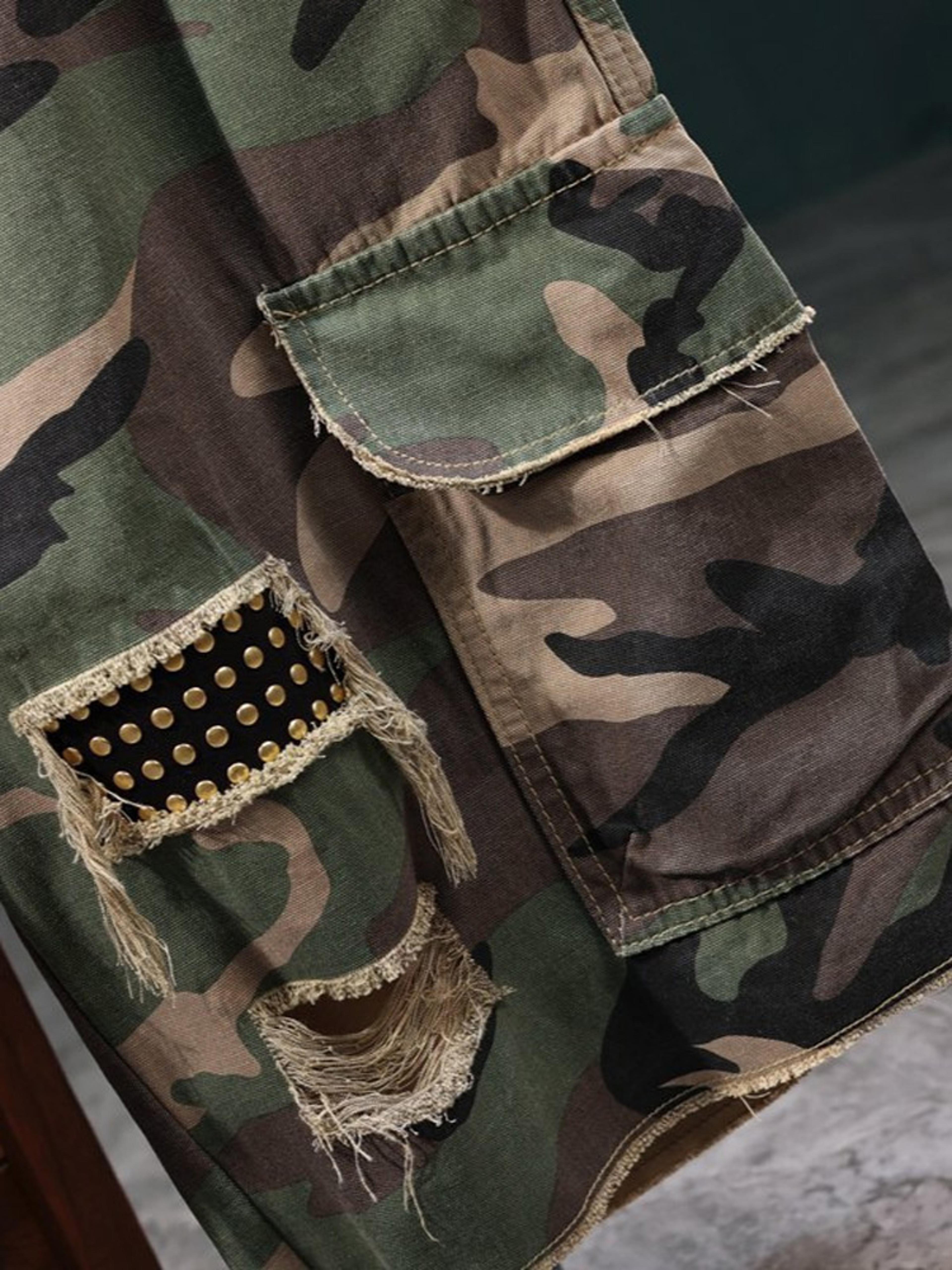 Camo Tactical Cargo Shorts For Men Multi Pocket Hiking  Work Wear 3