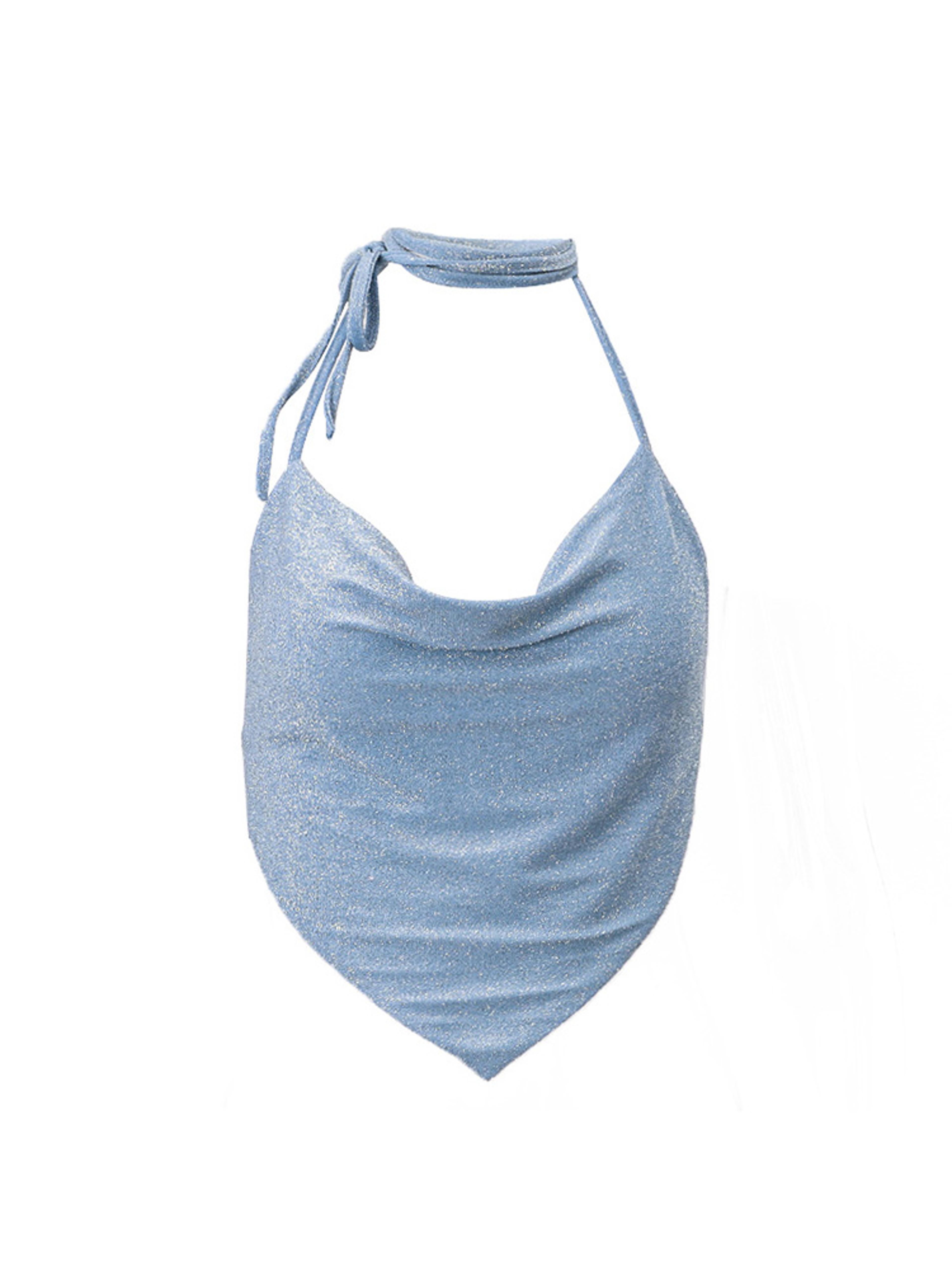 Halter Glitter Crop Top Women Backless Silk Cami Ruched Sexy Summer Party Tank 4
