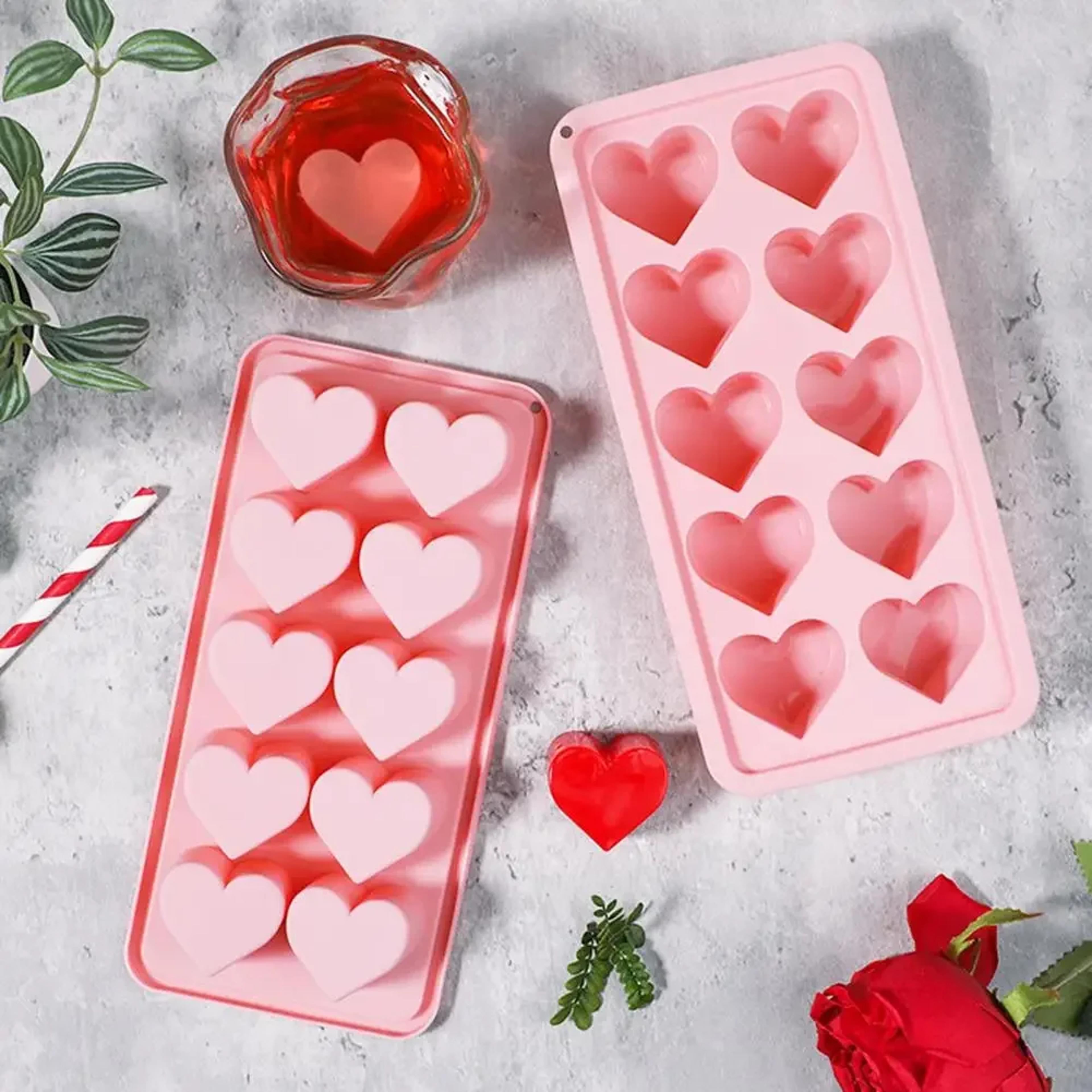 Heart Silicone Ice Cube Tray Grid Easy Release Heart Ice Cube Mold For Drinks Chocolate  Desserts 0