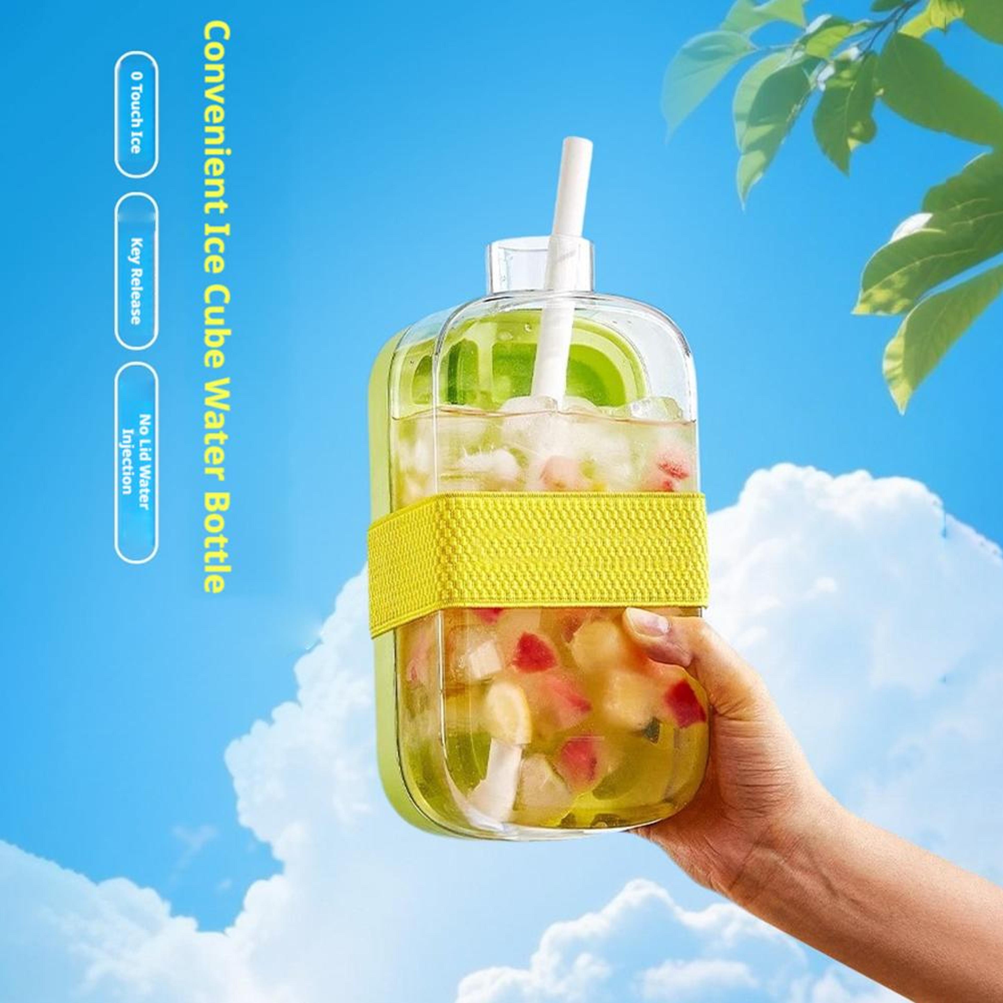 Portable Ice Maker Bottle With Straw Leakproof Ice Cube Water Bottle For Travel And Summer Drinks 4